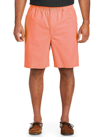 Harbor Bay by DXL Big and Tall Waist-Relaxer Pleated Twill Shorts 