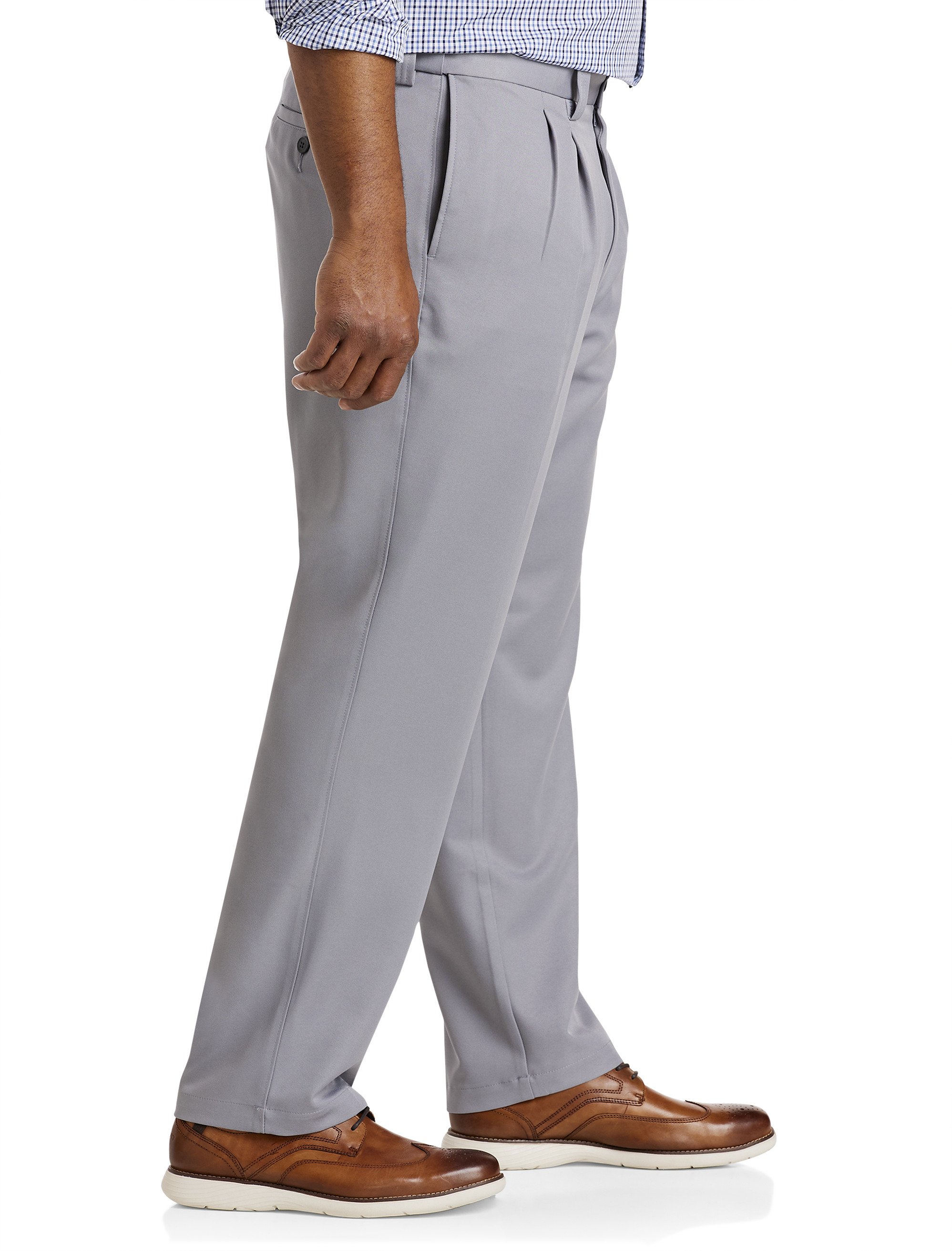 Big + Tall | Oak Hill Waist-Relaxer Pleated Microfiber Pants | DXL