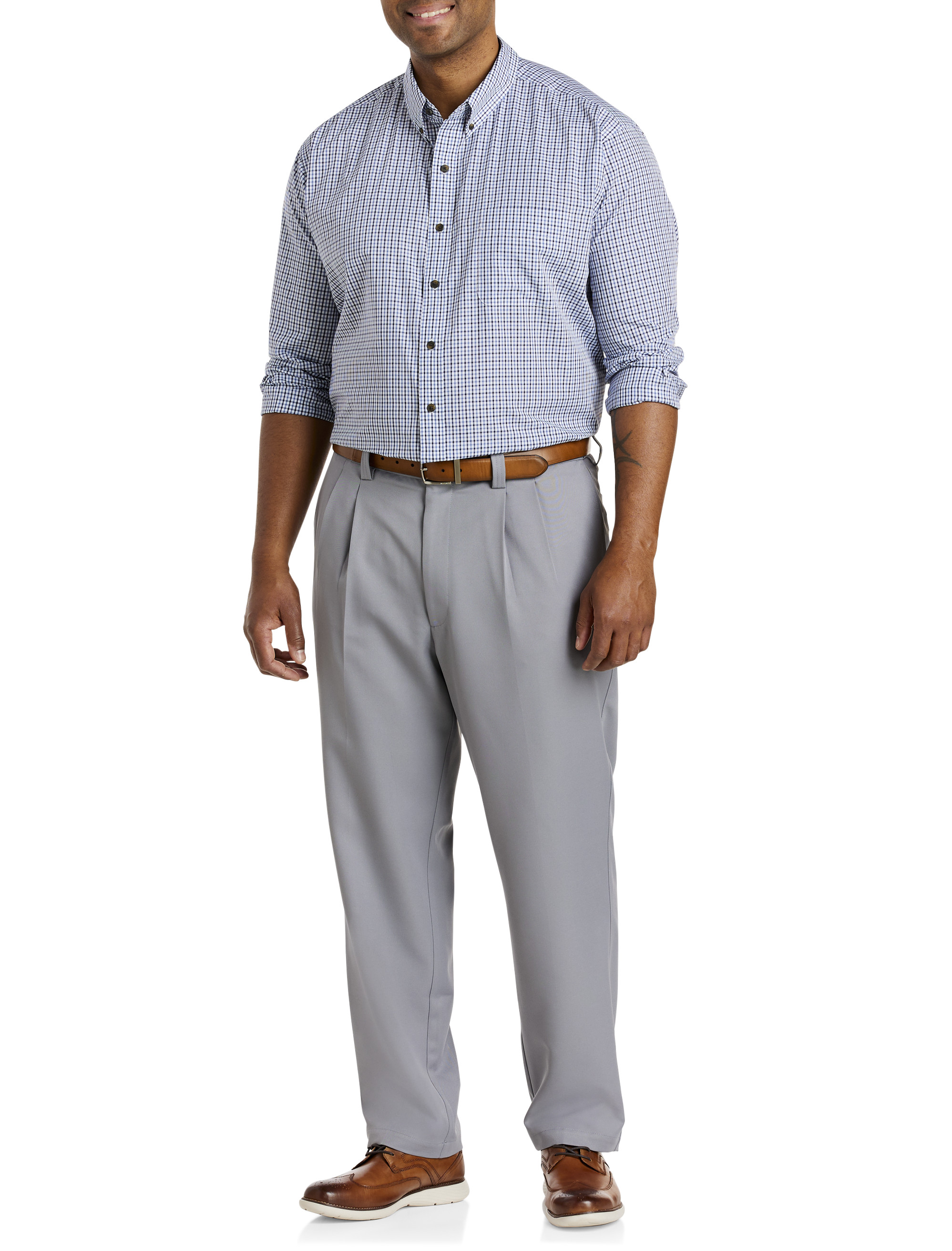 Big + Tall | Oak Hill Waist-Relaxer Pleated Microfiber Pants | DXL