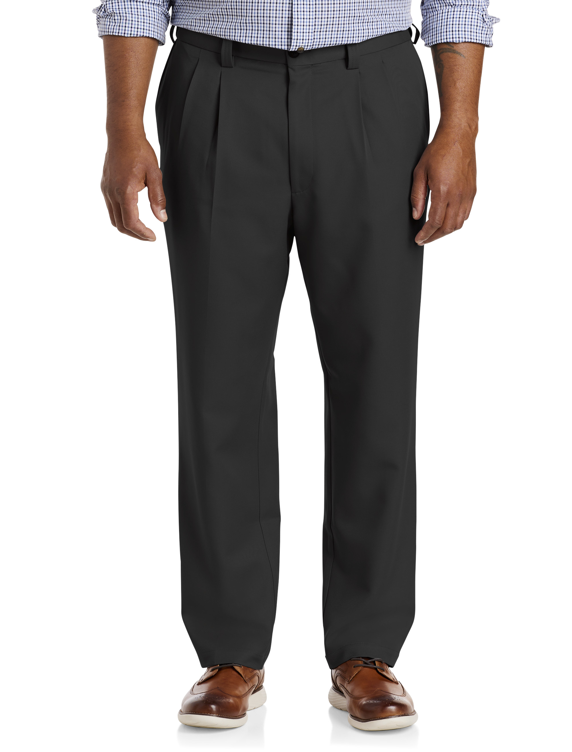 Big + Tall | Oak Hill Waist-Relaxer Pleated Microfiber Pants | DXL