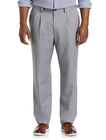 Oak Hill by DXL Big and Tall Waist-Relaxer Flat-Front Microfiber Pants New Improved Fit 