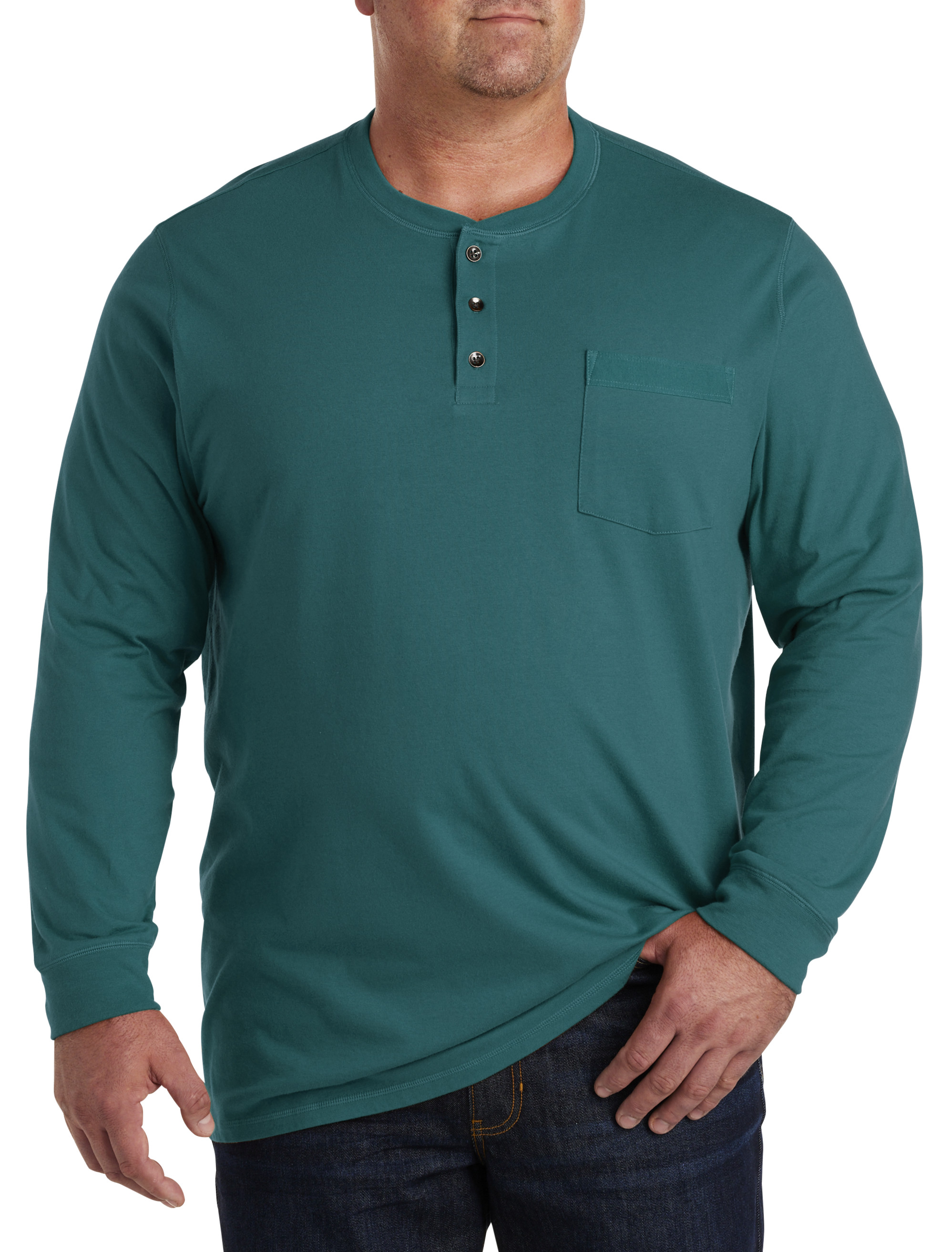 Big + Tall | Harbor Bay Long-Sleeve Jersey Henley Shirt | DXL