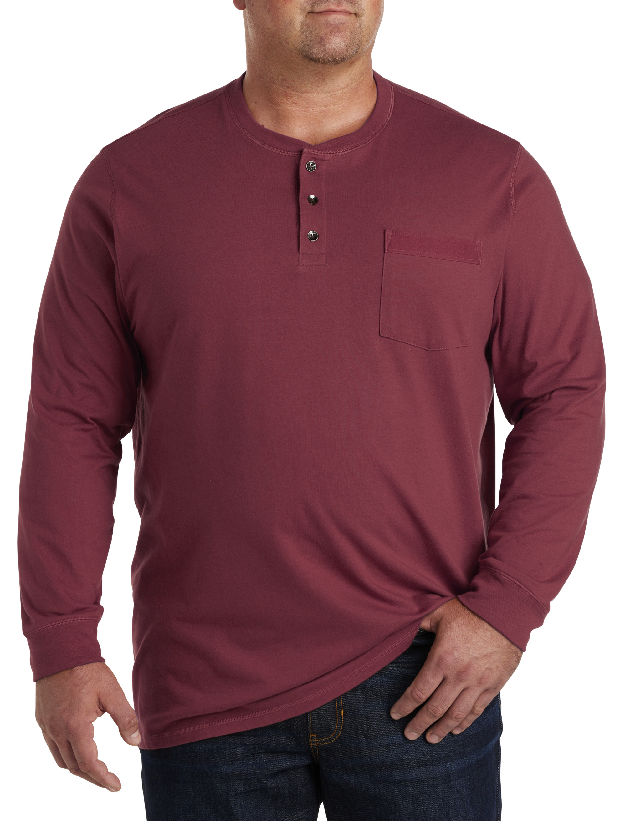 Big + Tall | Harbor Bay Long-Sleeve Jersey Henley Shirt | DXL