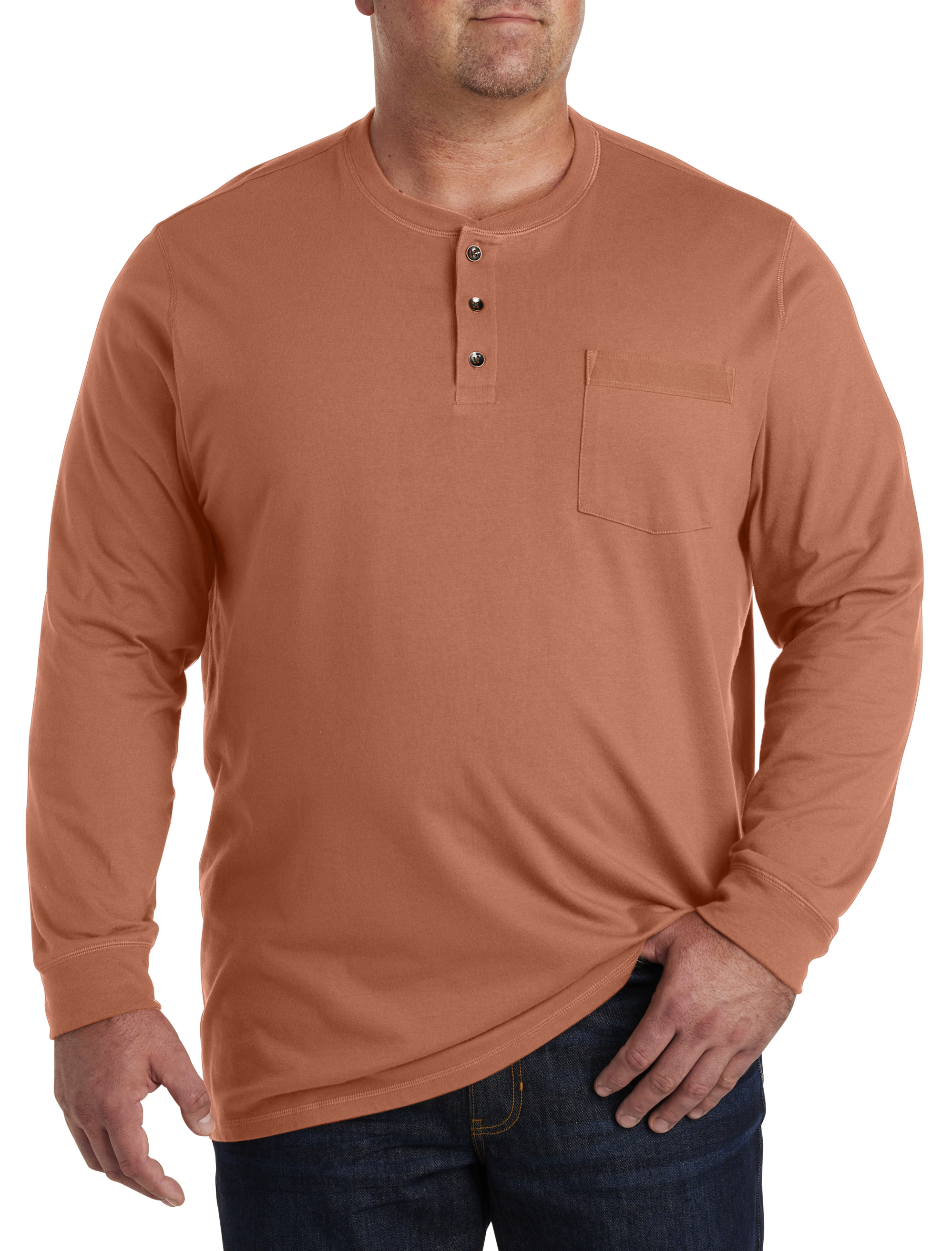 Big + Tall | Harbor Bay Long-Sleeve Jersey Henley Shirt | DXL