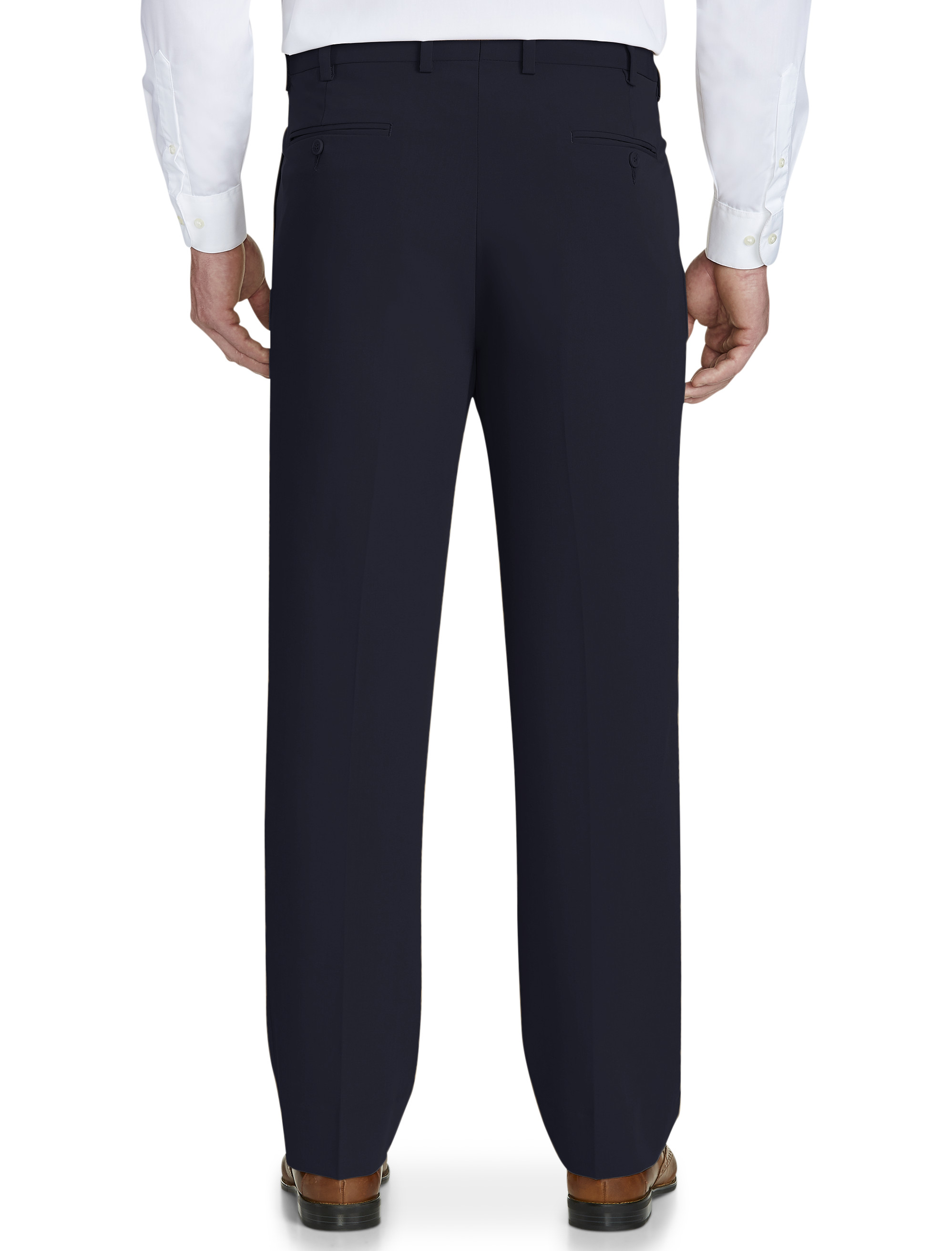 Ike Black Wool Plain Front Tuxedo Pants –