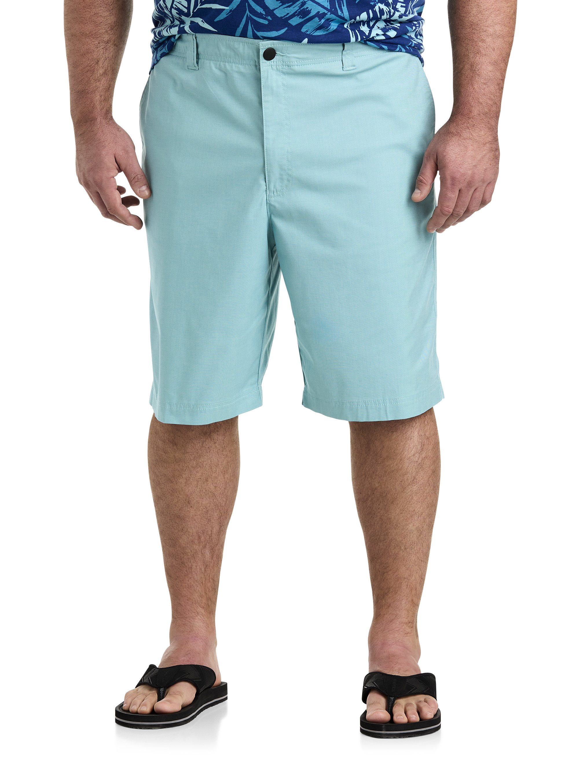 Roundtree & Yorke Big Tall Flat Front Washed 9#double; and 11#double;  Inseam Chino Shorts