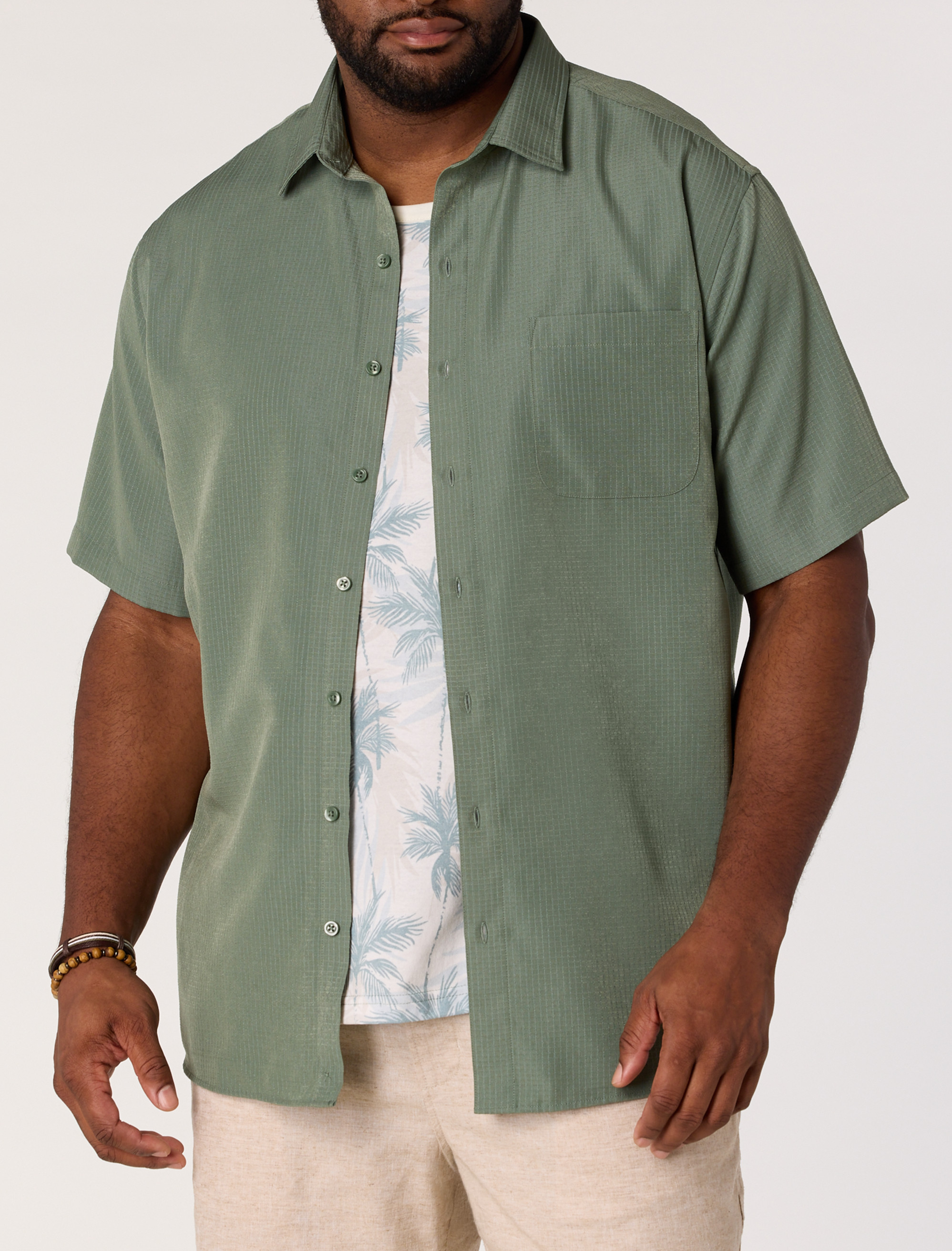 nivelcrack【XL】 Big + Tall | Harbor Bay Microfiber Comfort Grid Sport Shirt | DXL