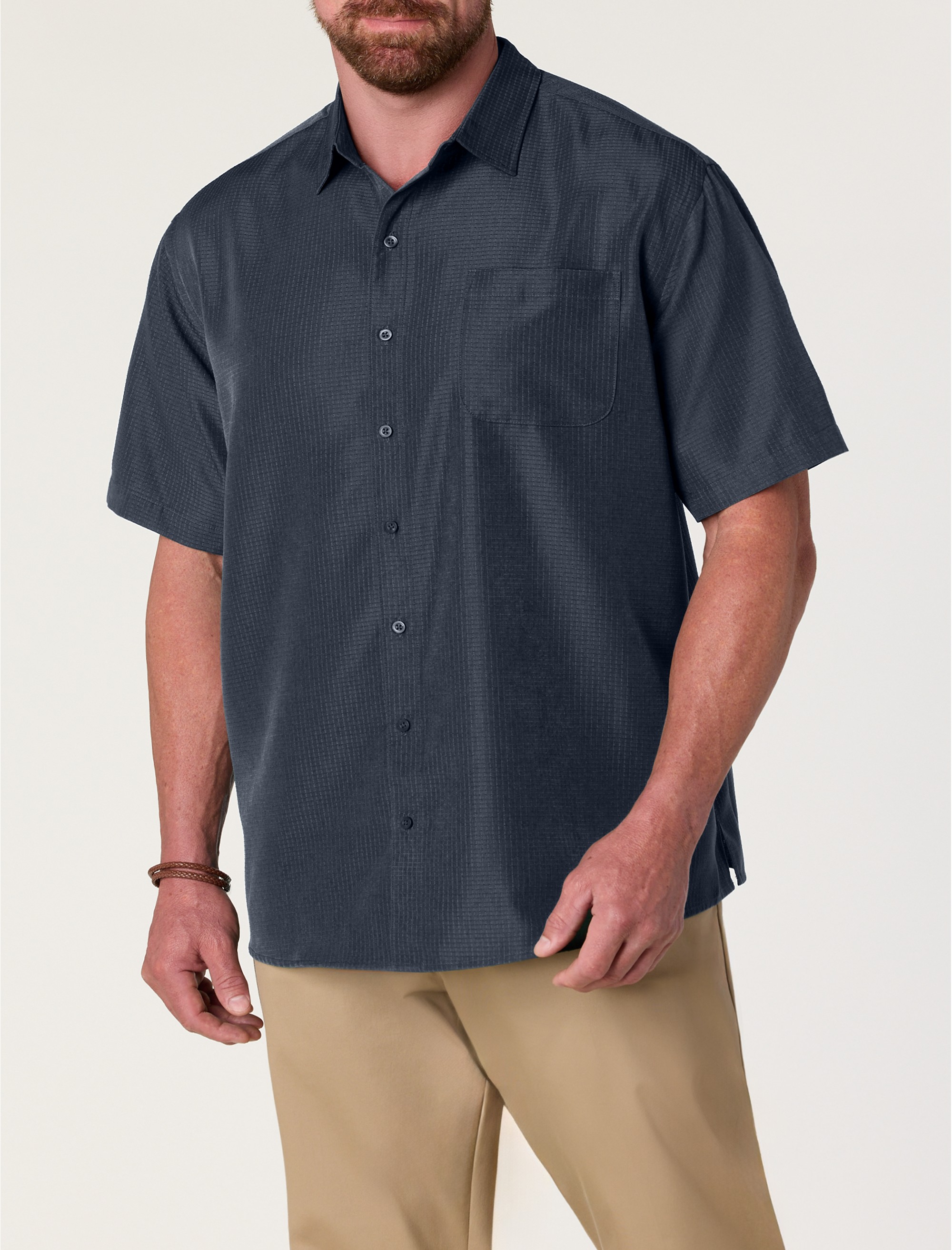 Microfiber Comfort Grid Sport Shirt - thumbnail 2