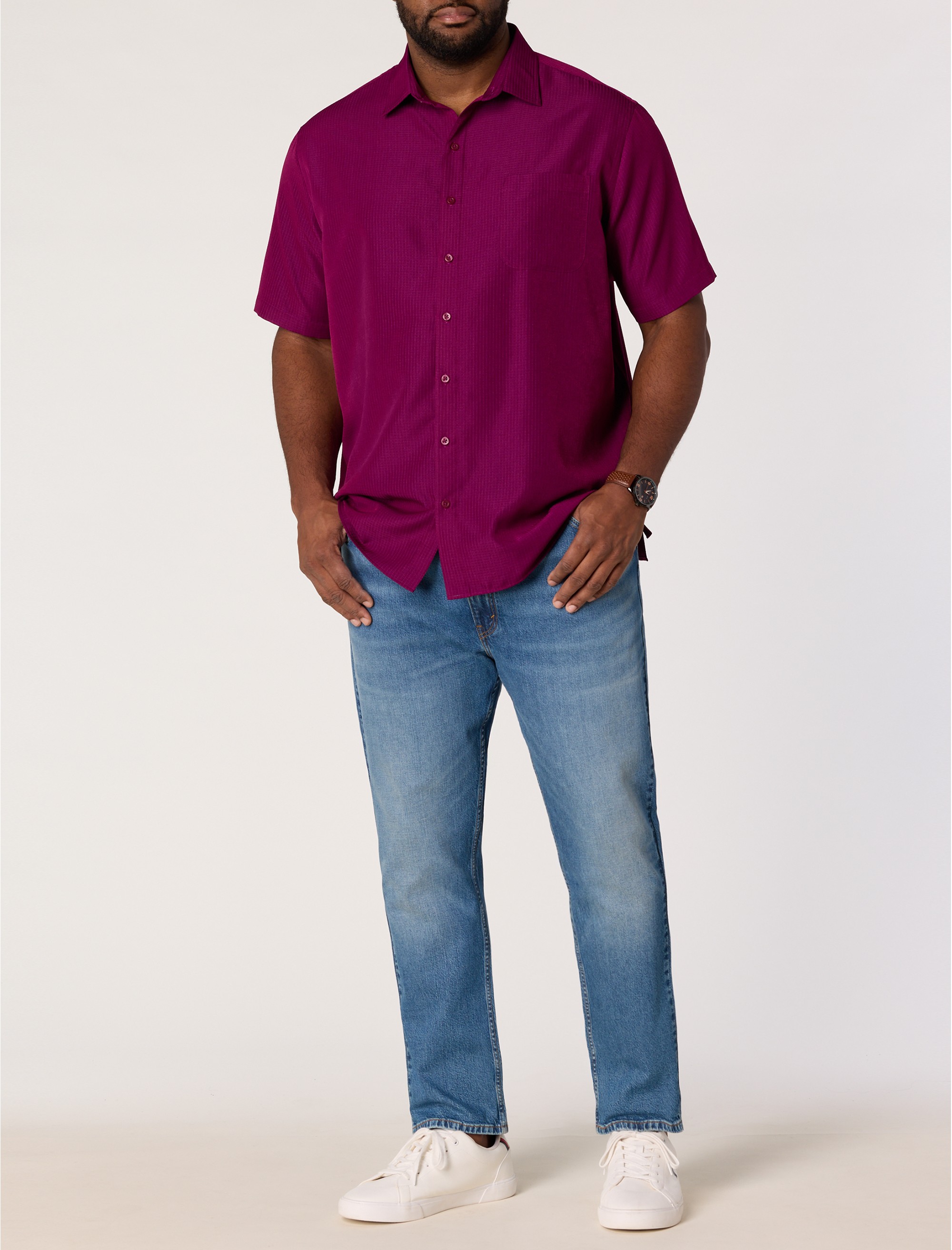 Microfiber Comfort Grid Sport Shirt - thumbnail 7