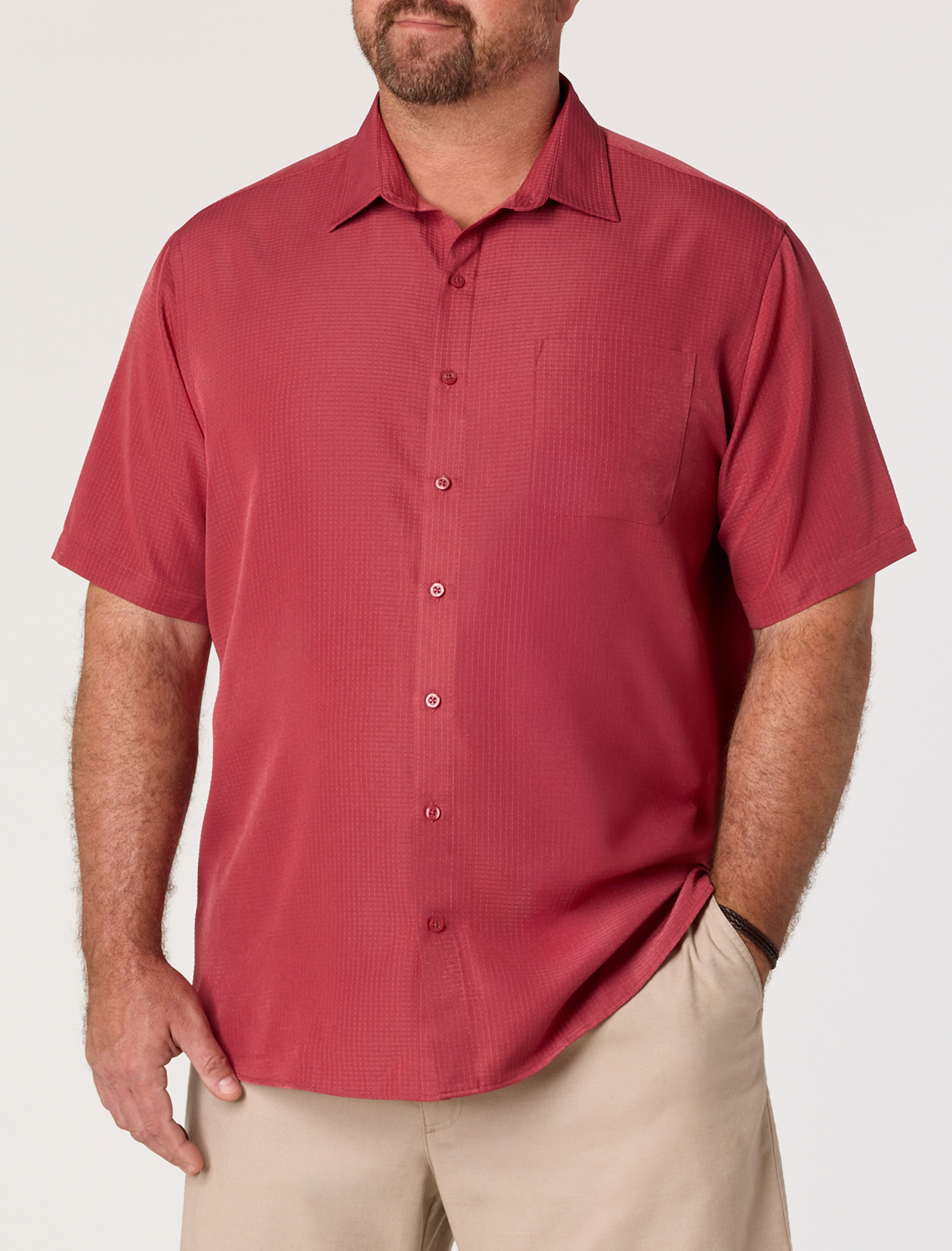 Big + Tall | Harbor Bay Microfiber Comfort Grid Sport Shirt | DXL