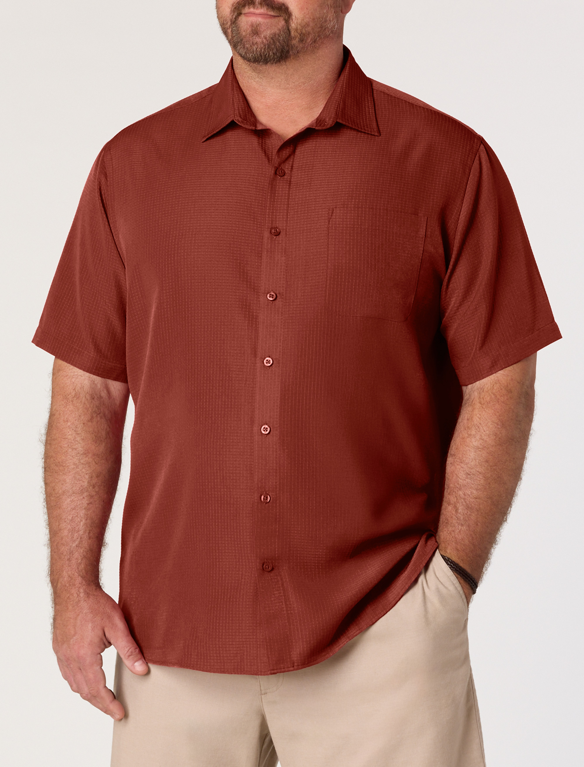 Big + Tall | Harbor Bay Microfiber Comfort Grid Sport Shirt | DXL