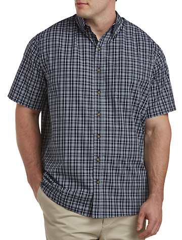 Harbor Bay by DXL Big and Tall Easy-Care Long-Sleeve Plaid Sport Shirt