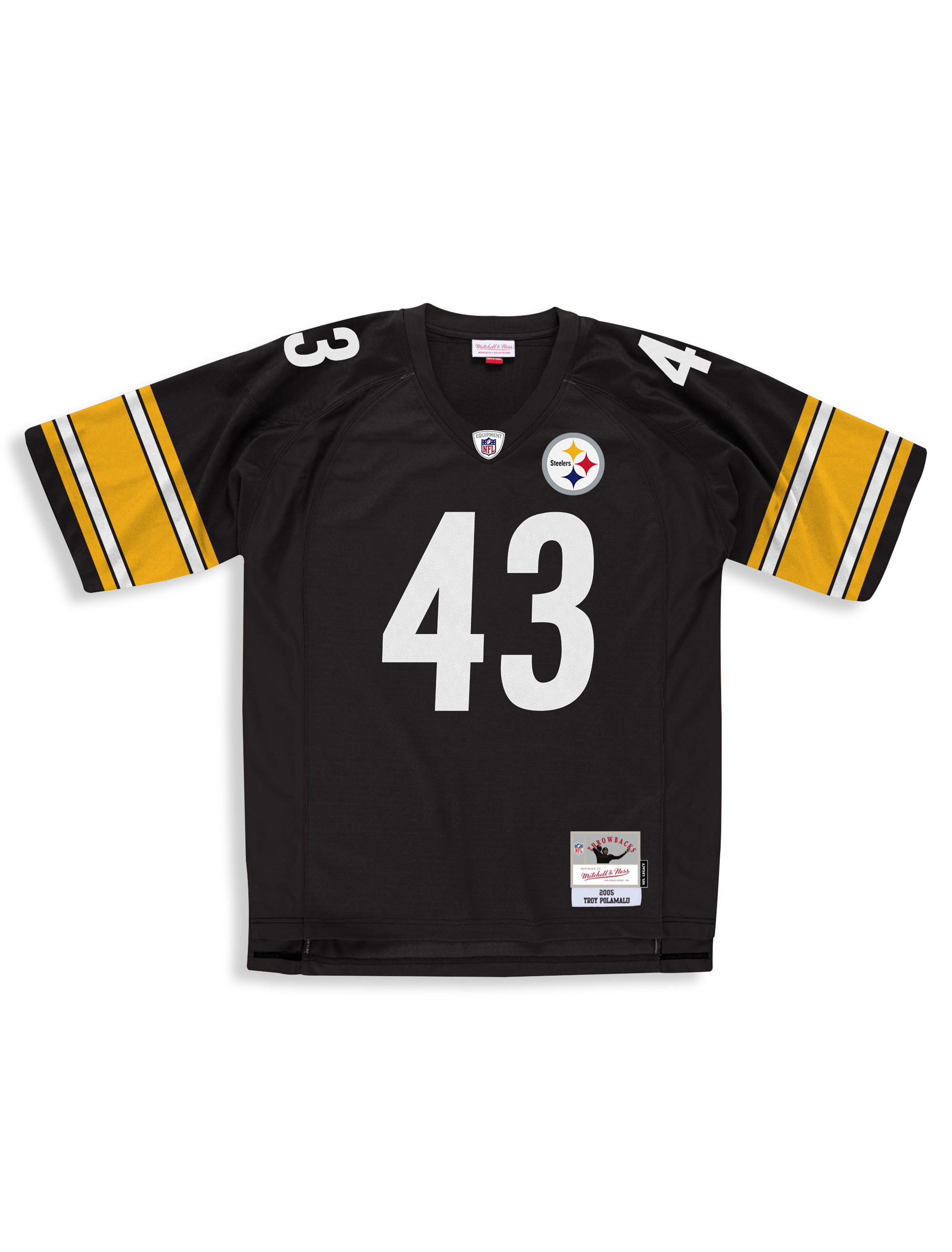 Men's Mitchell & Ness Troy Polamalu Black Pittsburgh Steelers Big & Tall 2005 Retired Player Replica Jersey