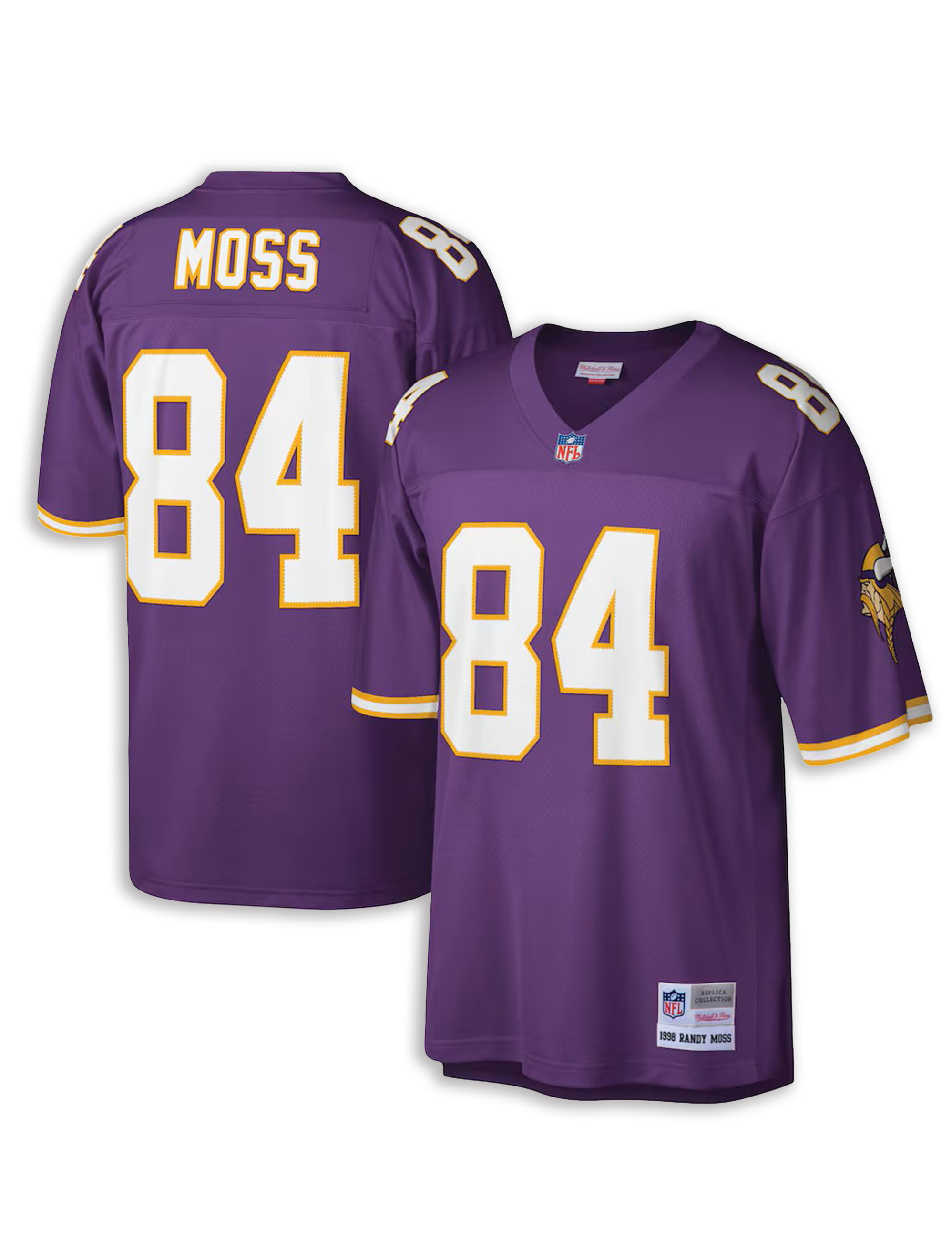 Men's Mitchell & Ness Randy Moss Purple Minnesota Vikings Big & Tall 1998 Retired Player Replica Jersey