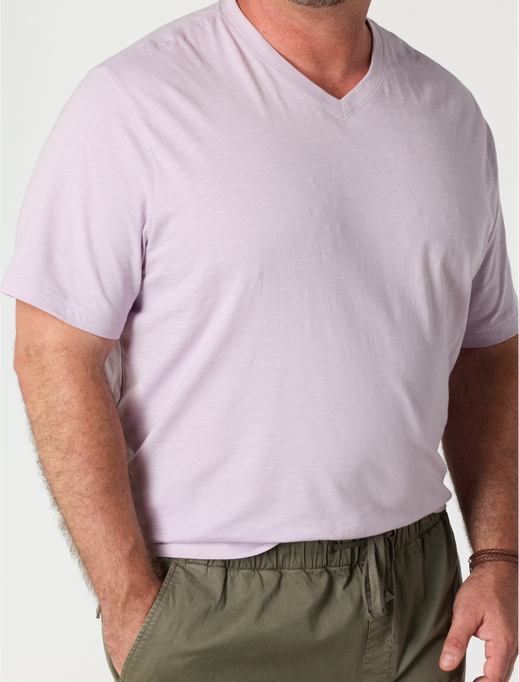 Slub Knit V-Neck T-Shirt - thumbnail 10