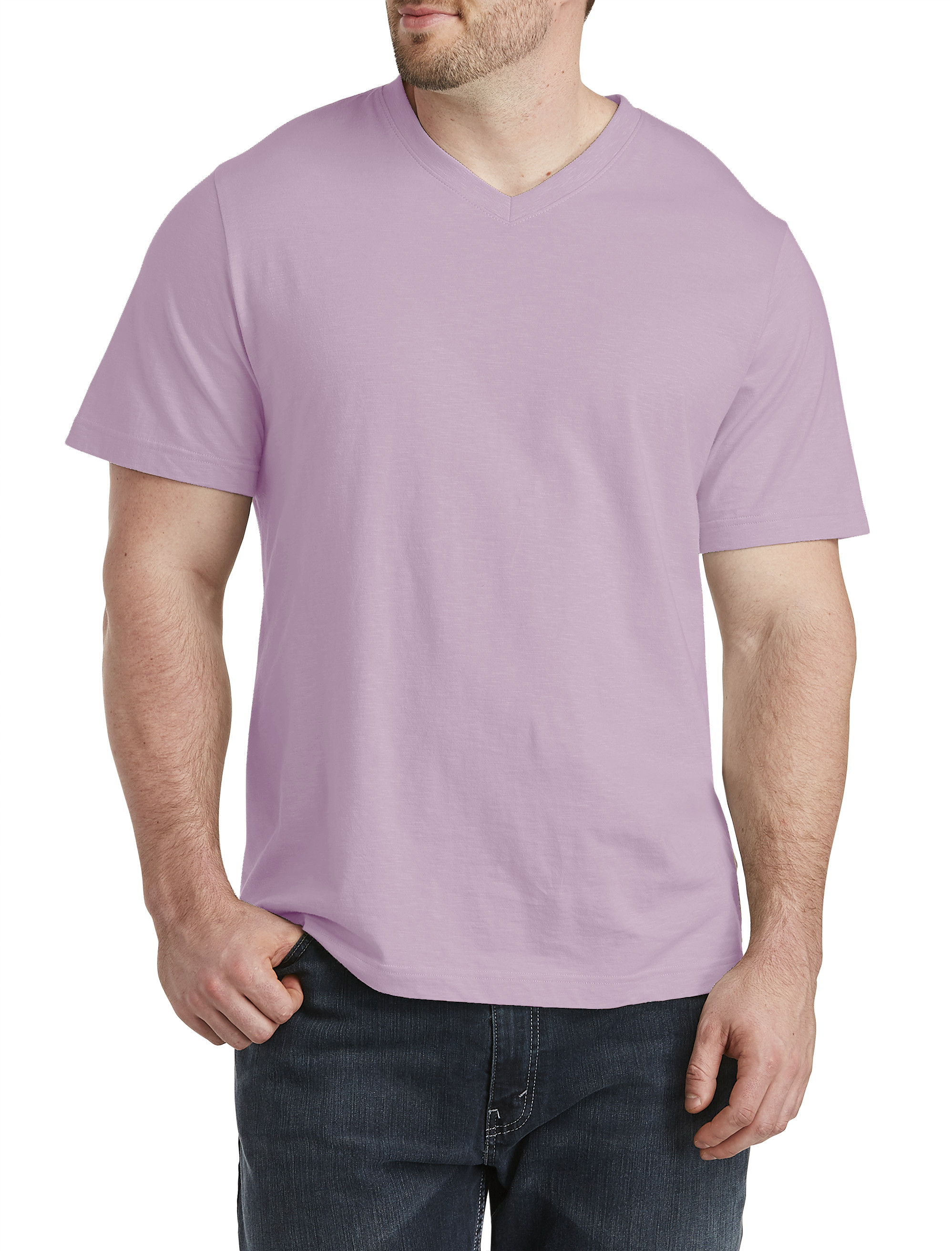 Oblada】SPACE LONG TEE Big + Tall | Harbor Bay Slub Knit V-Neck T-Shirt | DXL