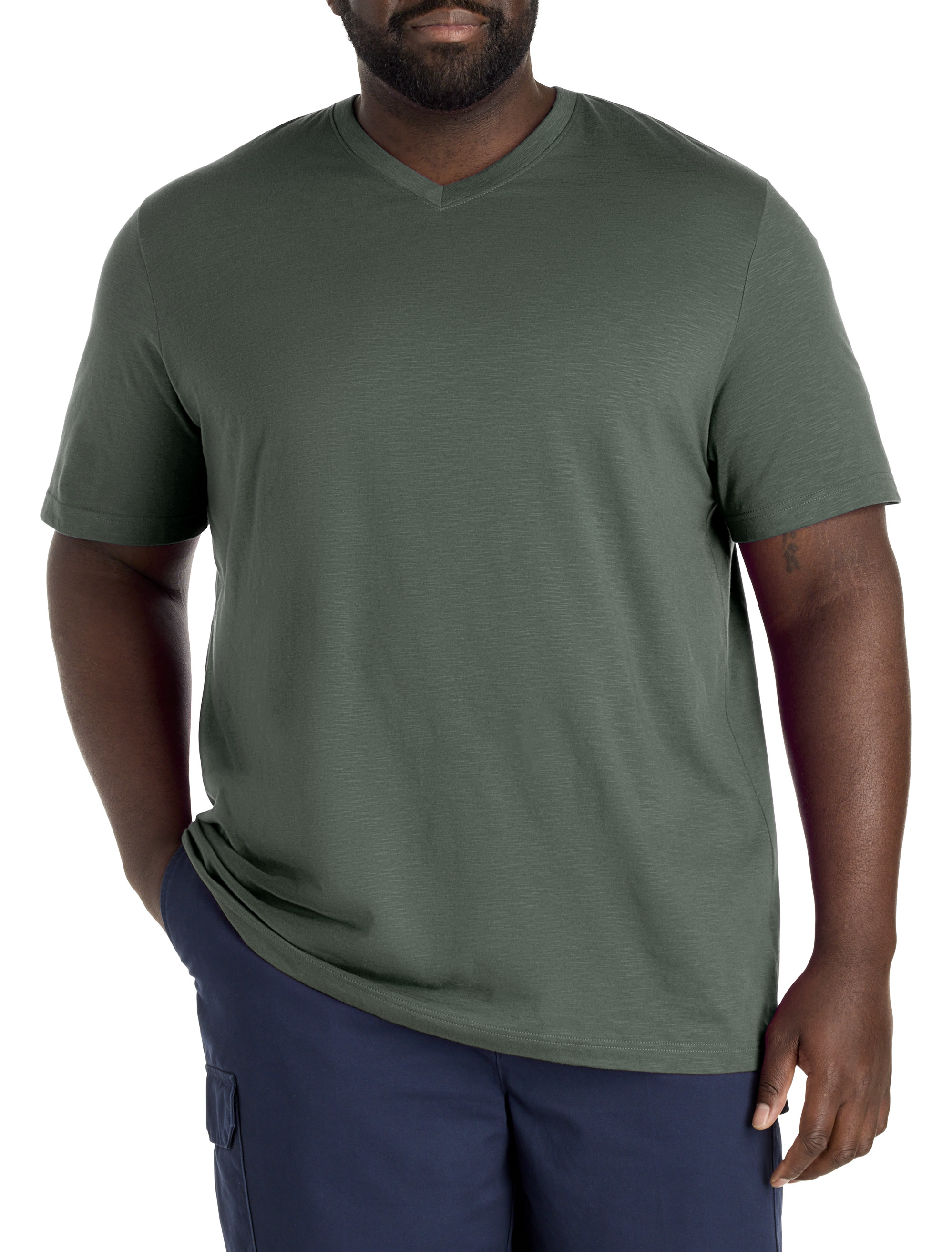Slub Knit V-Neck T-Shirt
