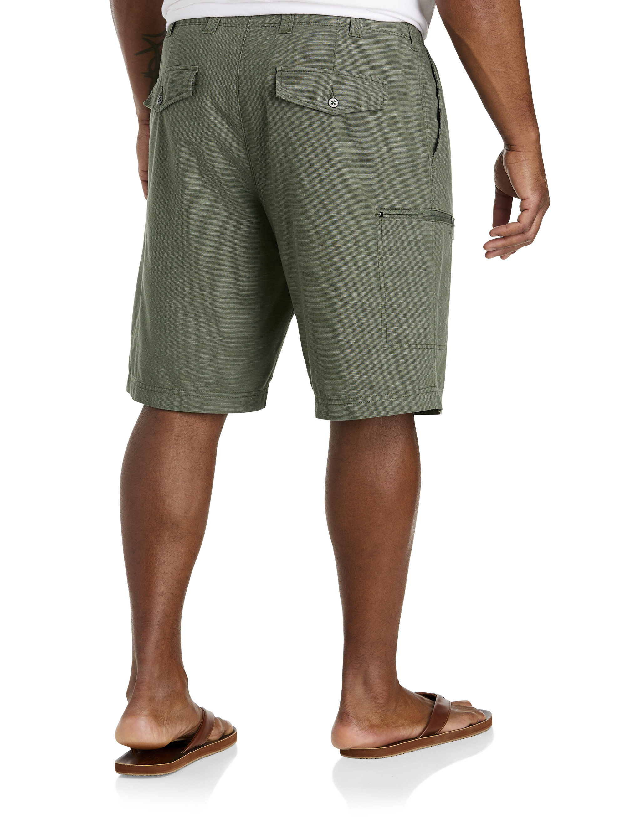 Lucky Brand Mens Dark Green Linen Blend Flat Front Cargo Shorts