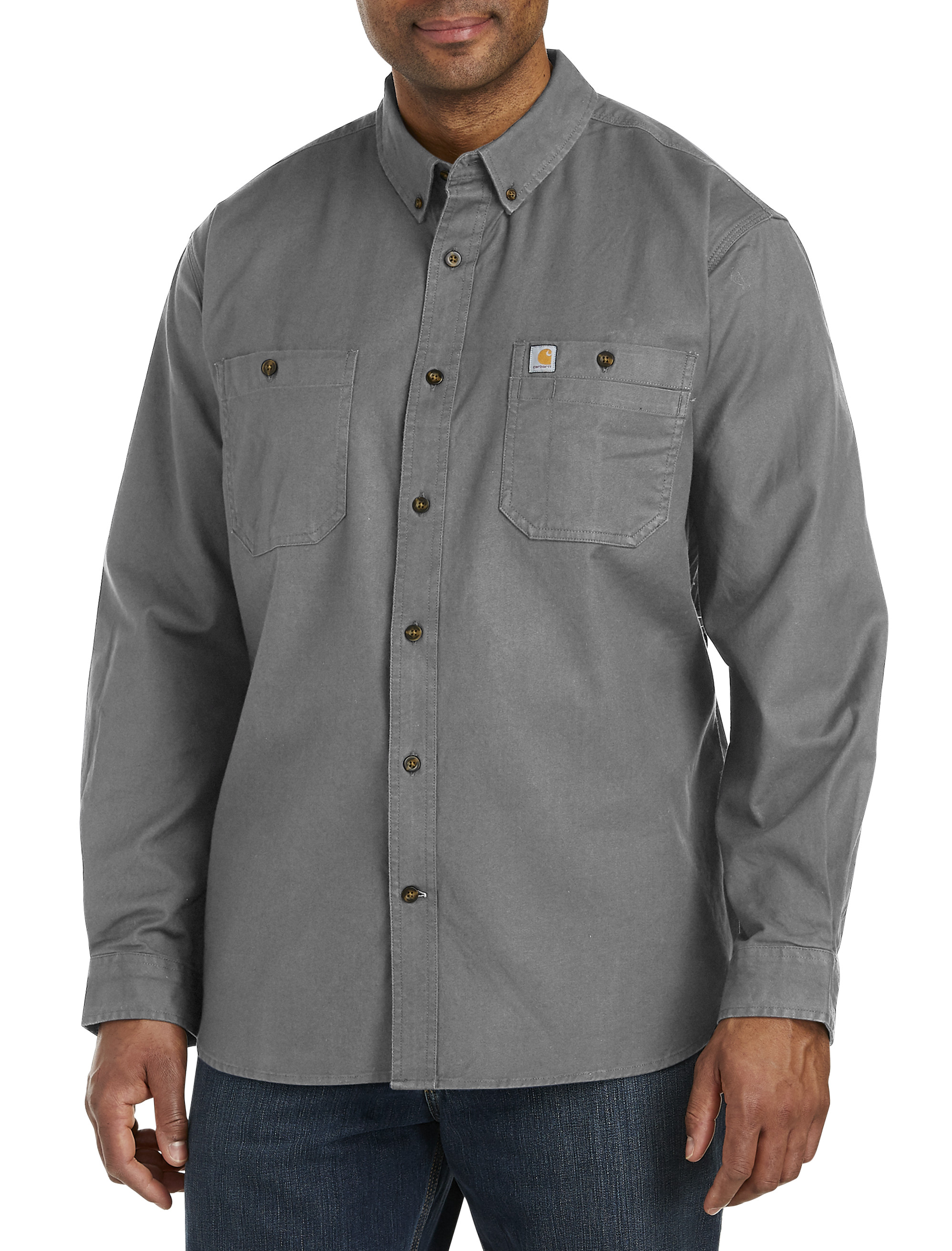 Carhartt Men's Long-Sleeve Rugged Flex Rigby Work Shirt, Gravel