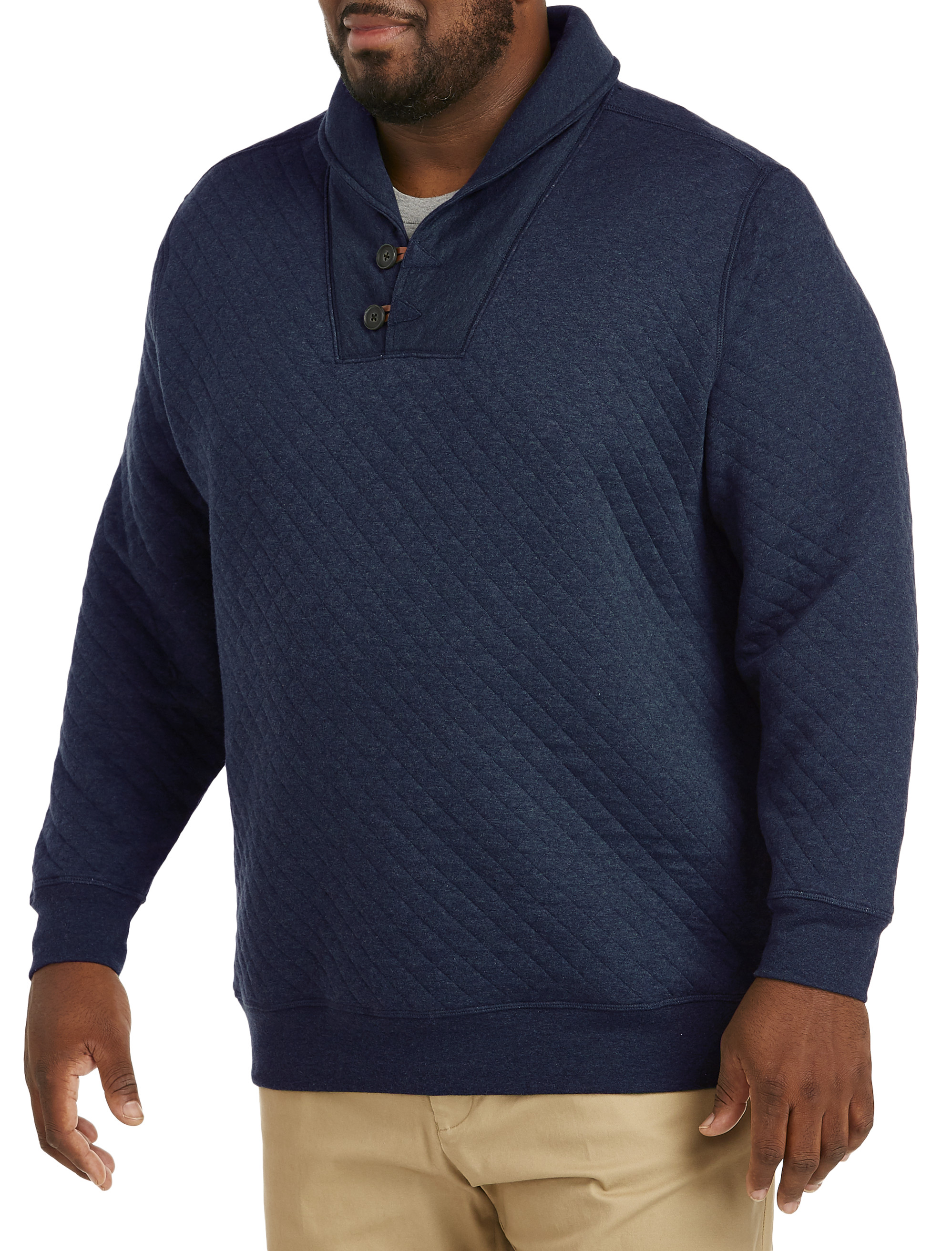 Quilted Shawl Collar Fleece Pullover
