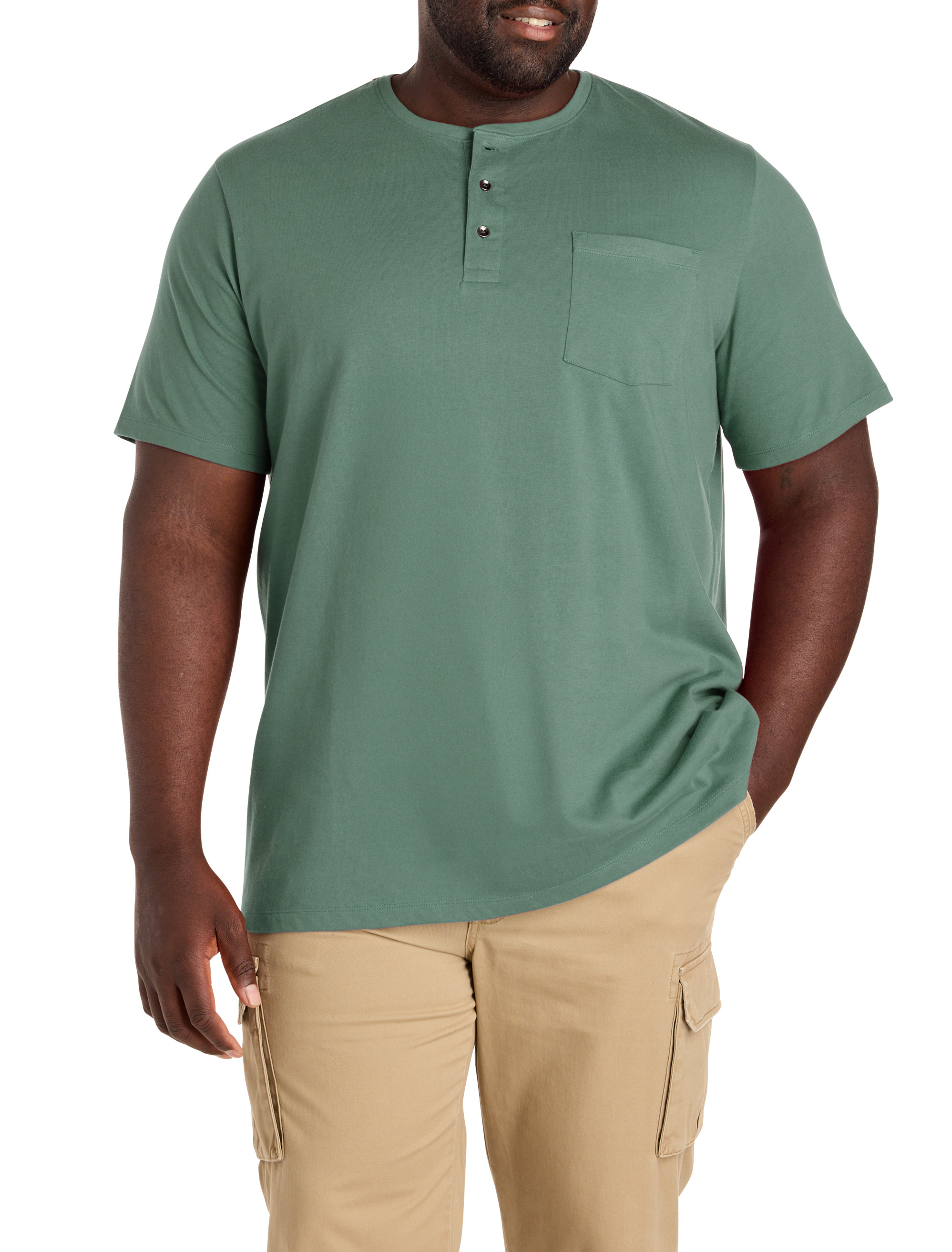 Big & Tall Men's Slub Henley Shirt - Deep Sea - Size 5XLT