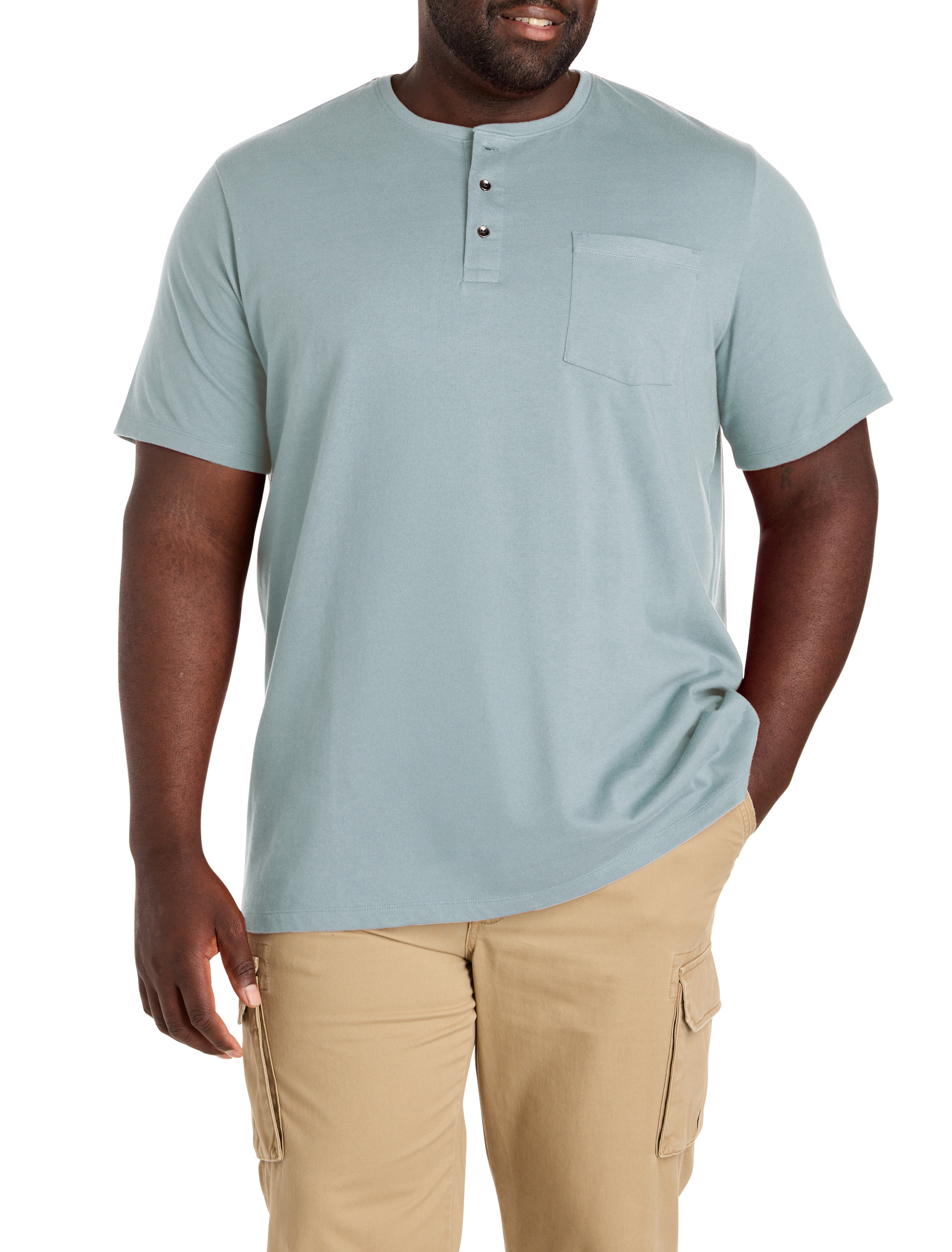 Big & Tall Men's Slub Henley Shirt - Winter Sky - Size 6XLT