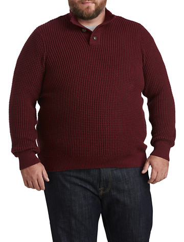 dxl.com | Big + Tall Oak Hill Textured Button Mockneck Sweater