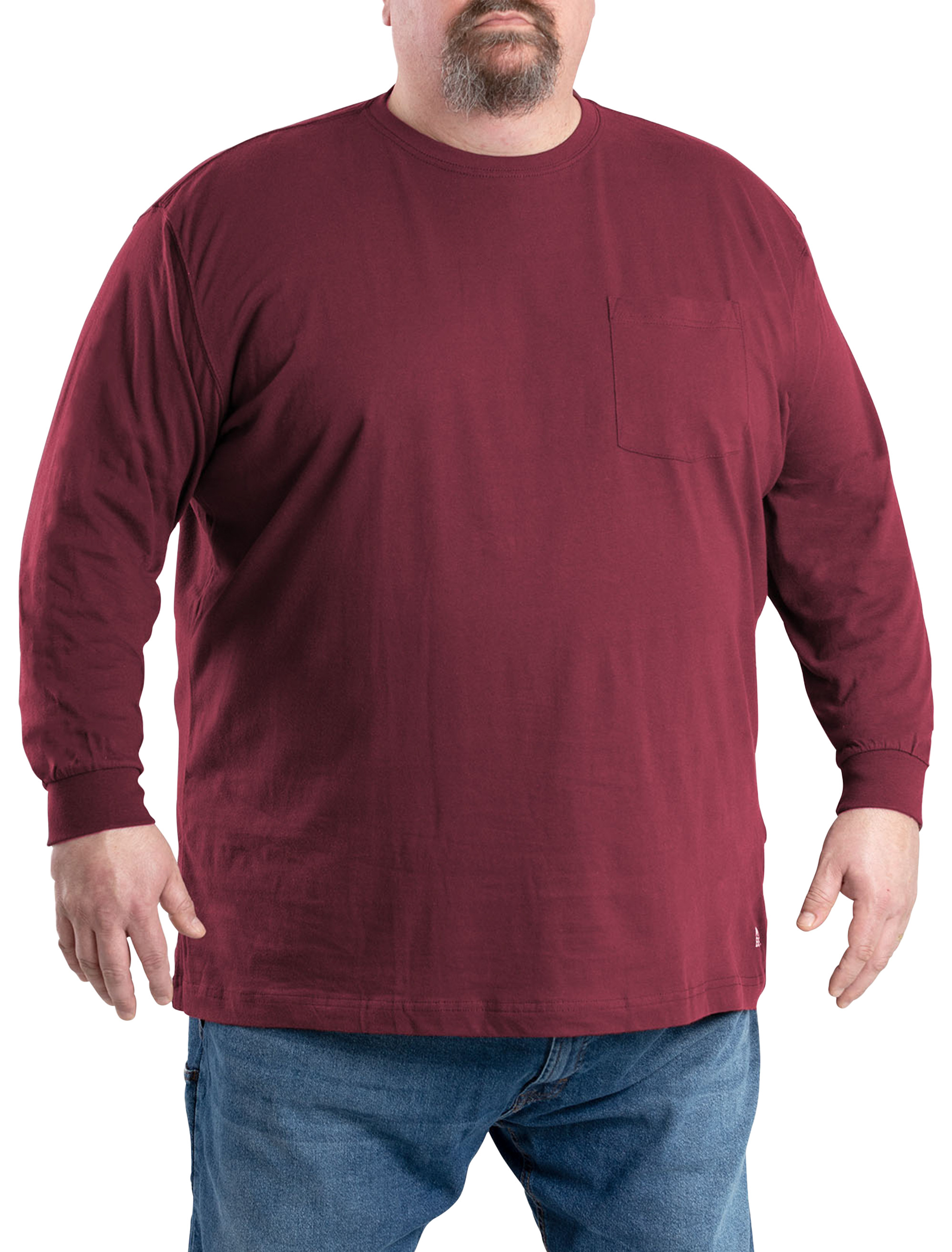 Big & Tall Men's Heavyweight Long-Sleeve Pocket T-Shirt - Maroon - Size 4XL