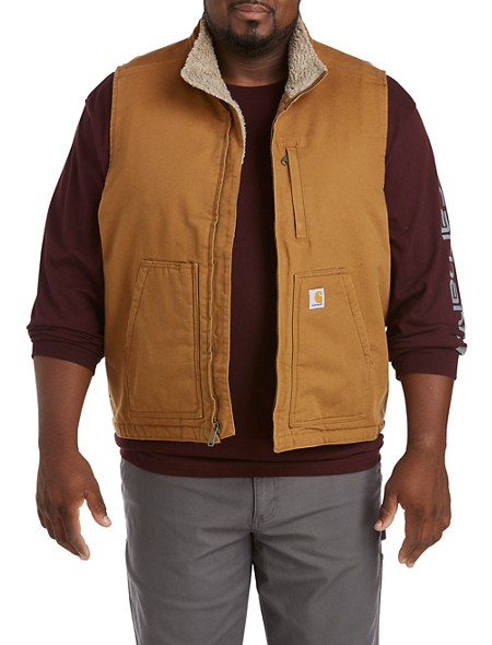 Big + Tall | Carhartt Loose-Fit Washed Duck Sherpa-Lined Vest | DXL