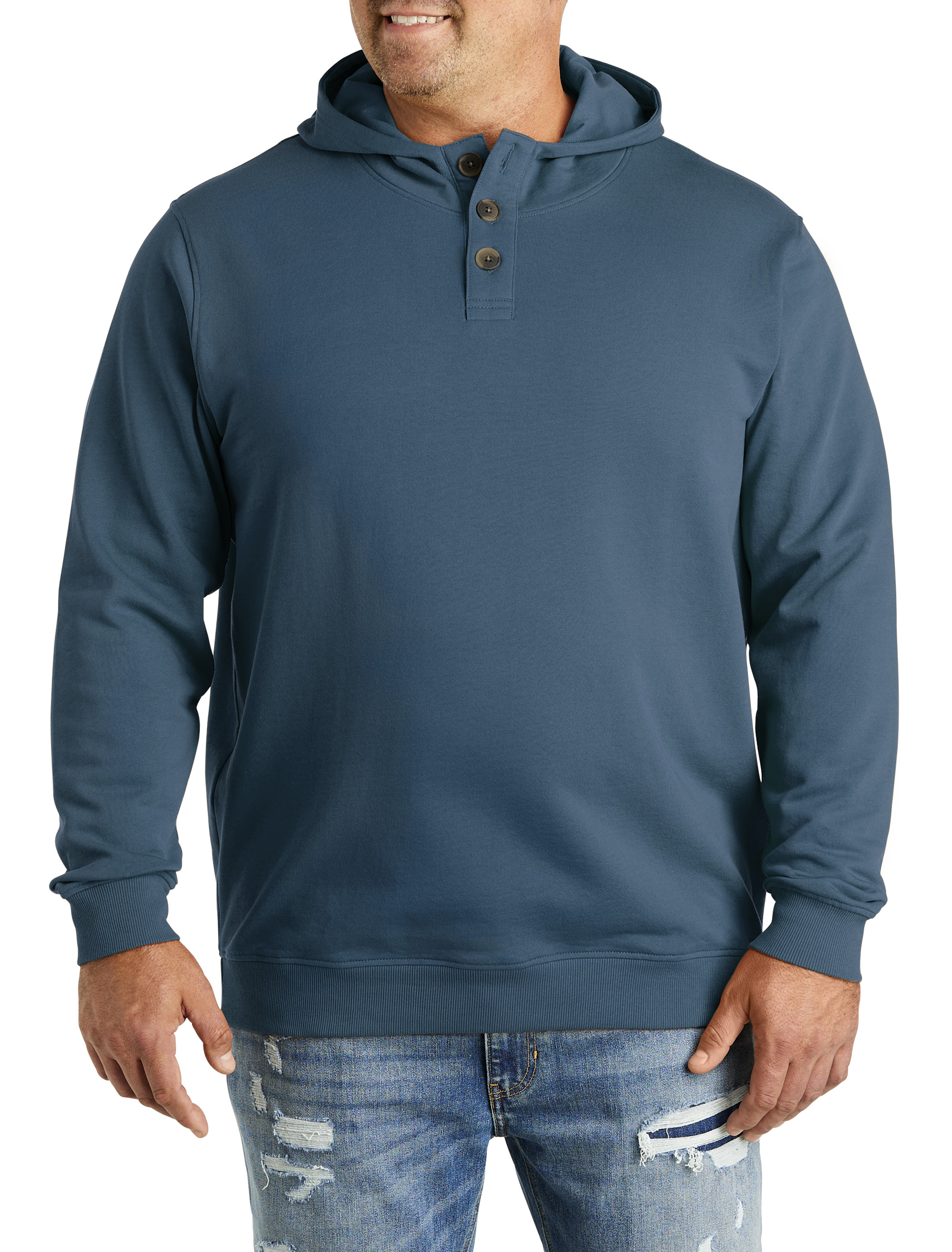 easy to imagine paisley mineral wash henley top | denim blue
