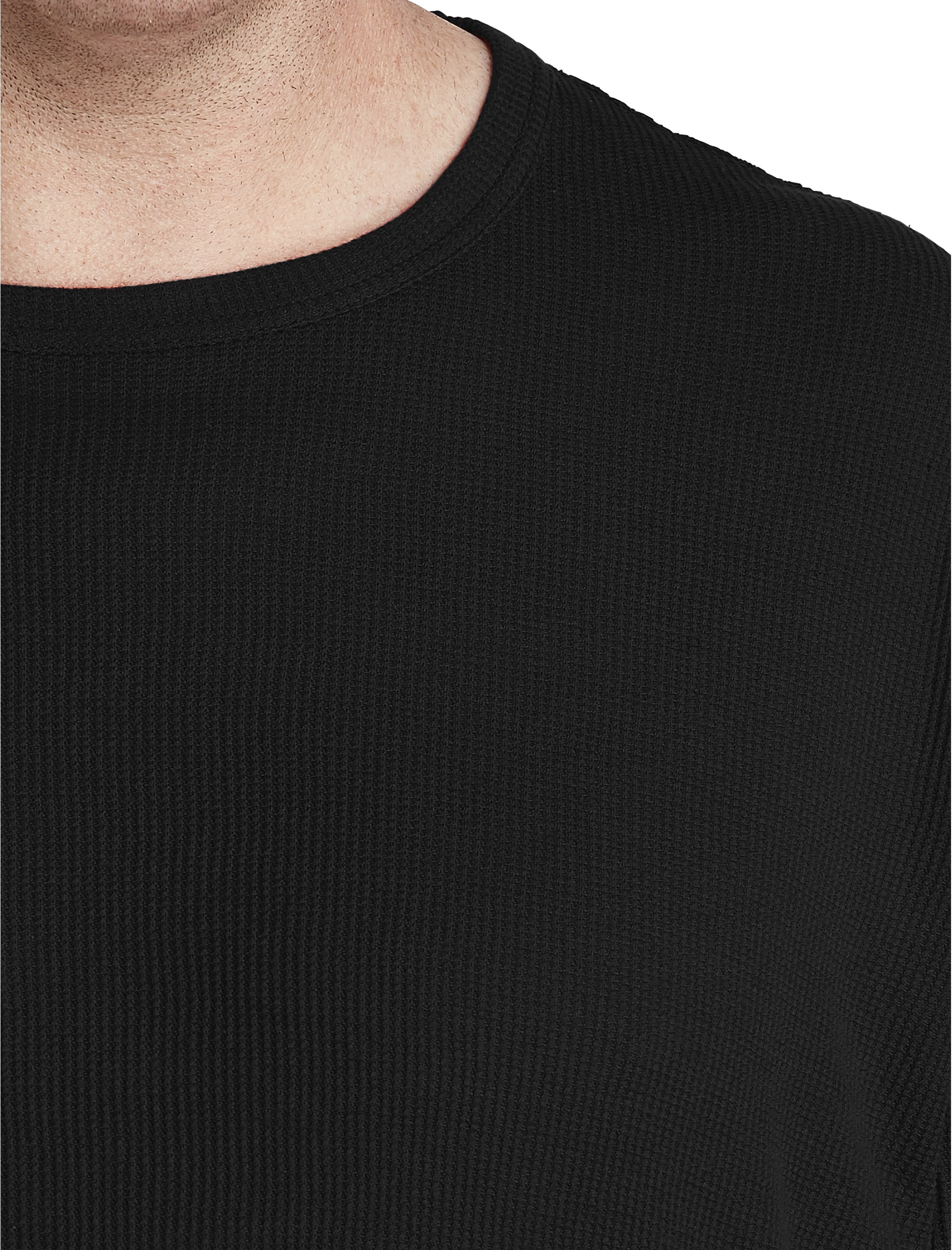 Long-Sleeve Waffle-Knit Crewneck Tee - thumbnail 2