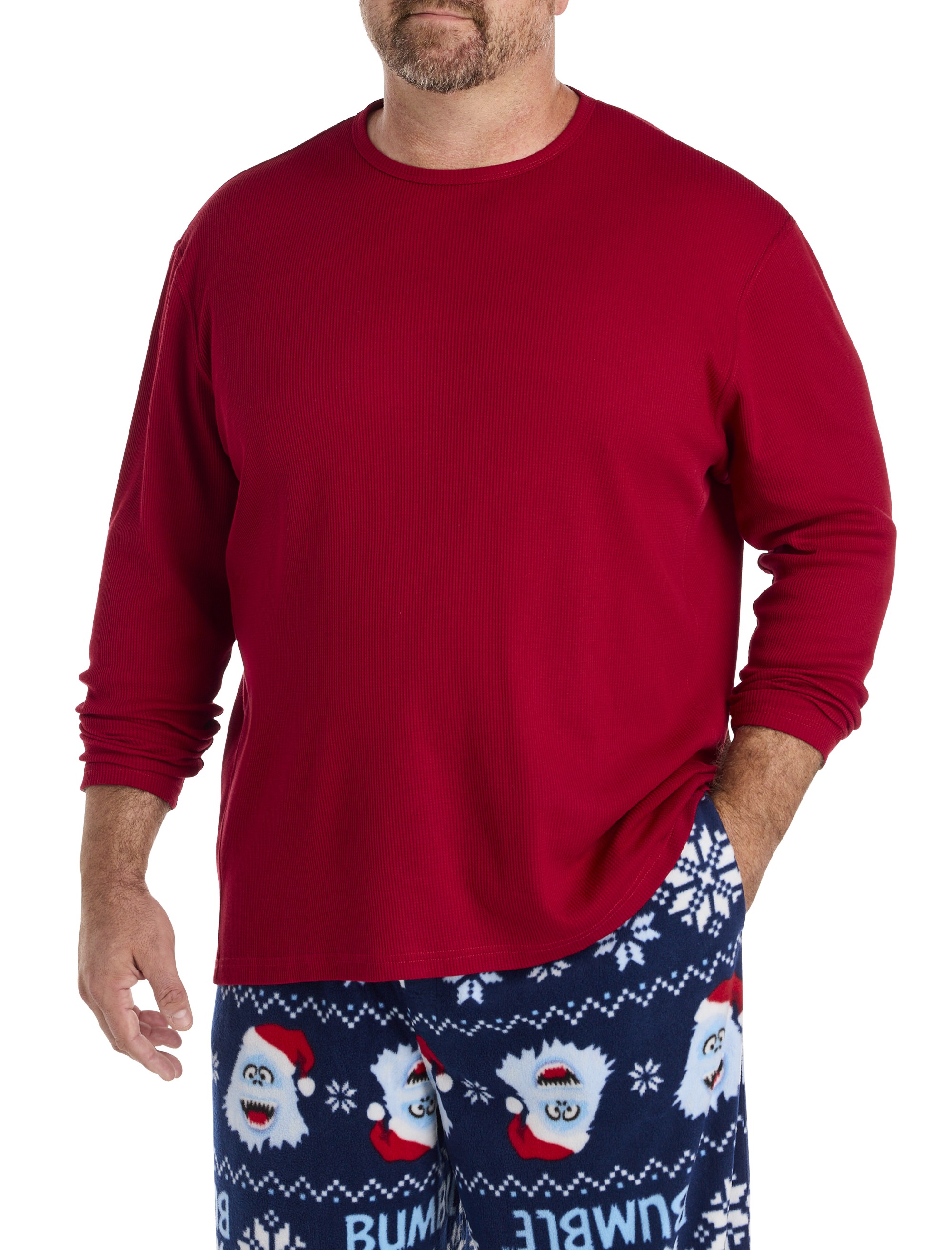 Long-Sleeve Waffle-Knit Crewneck Tee - thumbnail 3