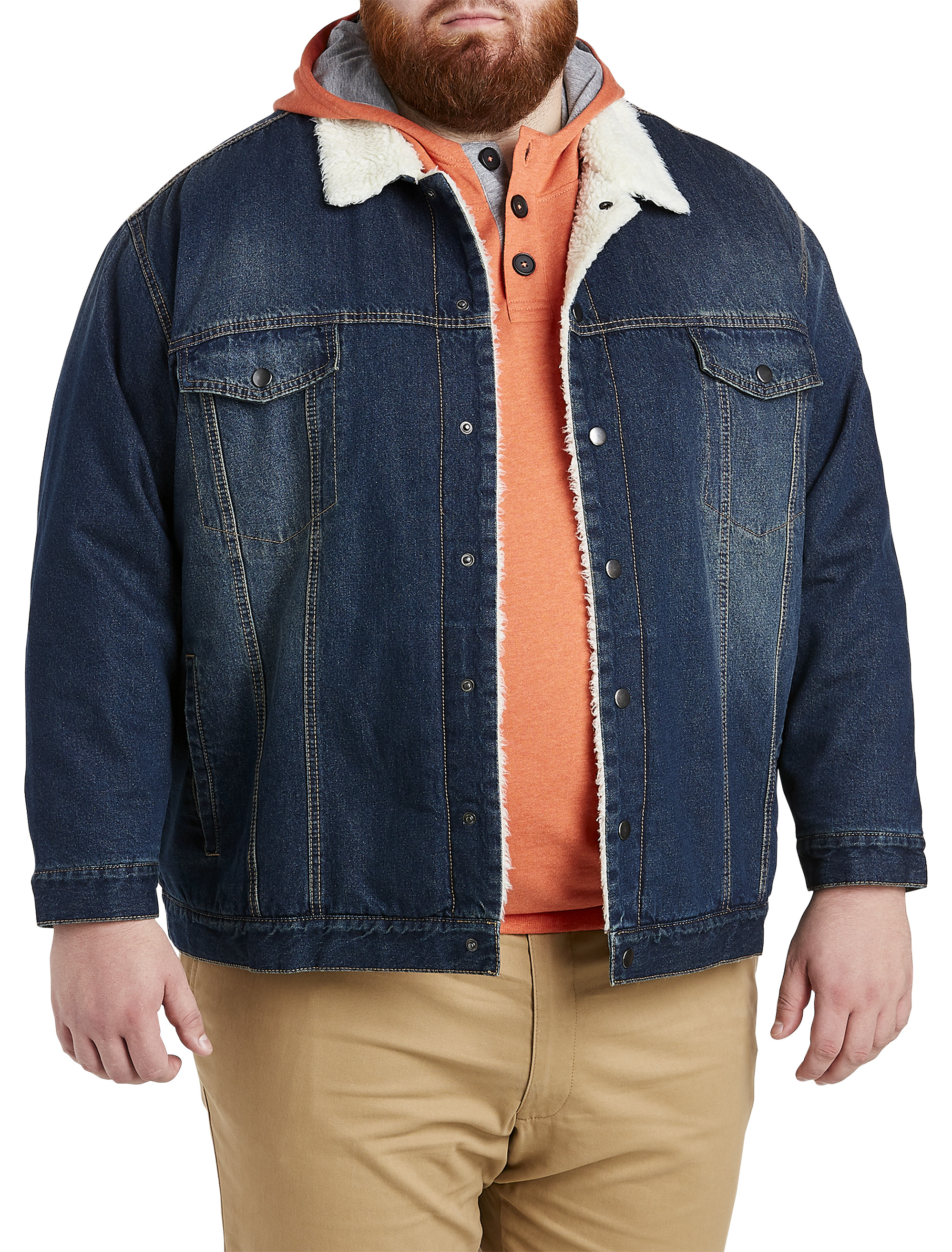 Big and Tall | True Nation Faux Sherpa-Lined Denim Trucker Jacket | DXL  Men's Clothing Store
