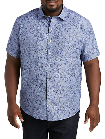DXL Synrgy Big and Tall Floral Sport Shirt Navy