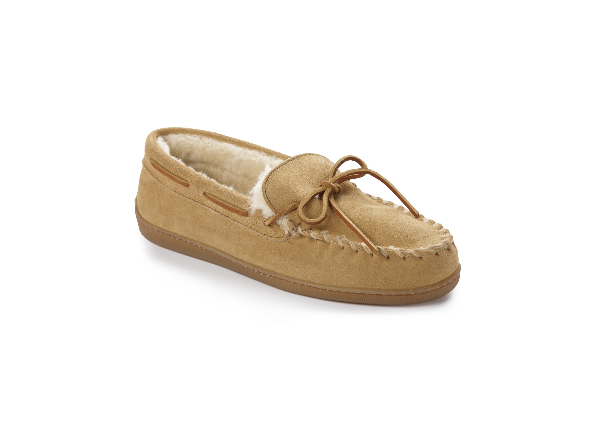 Pile-Lined Suede Moccasin Slippers