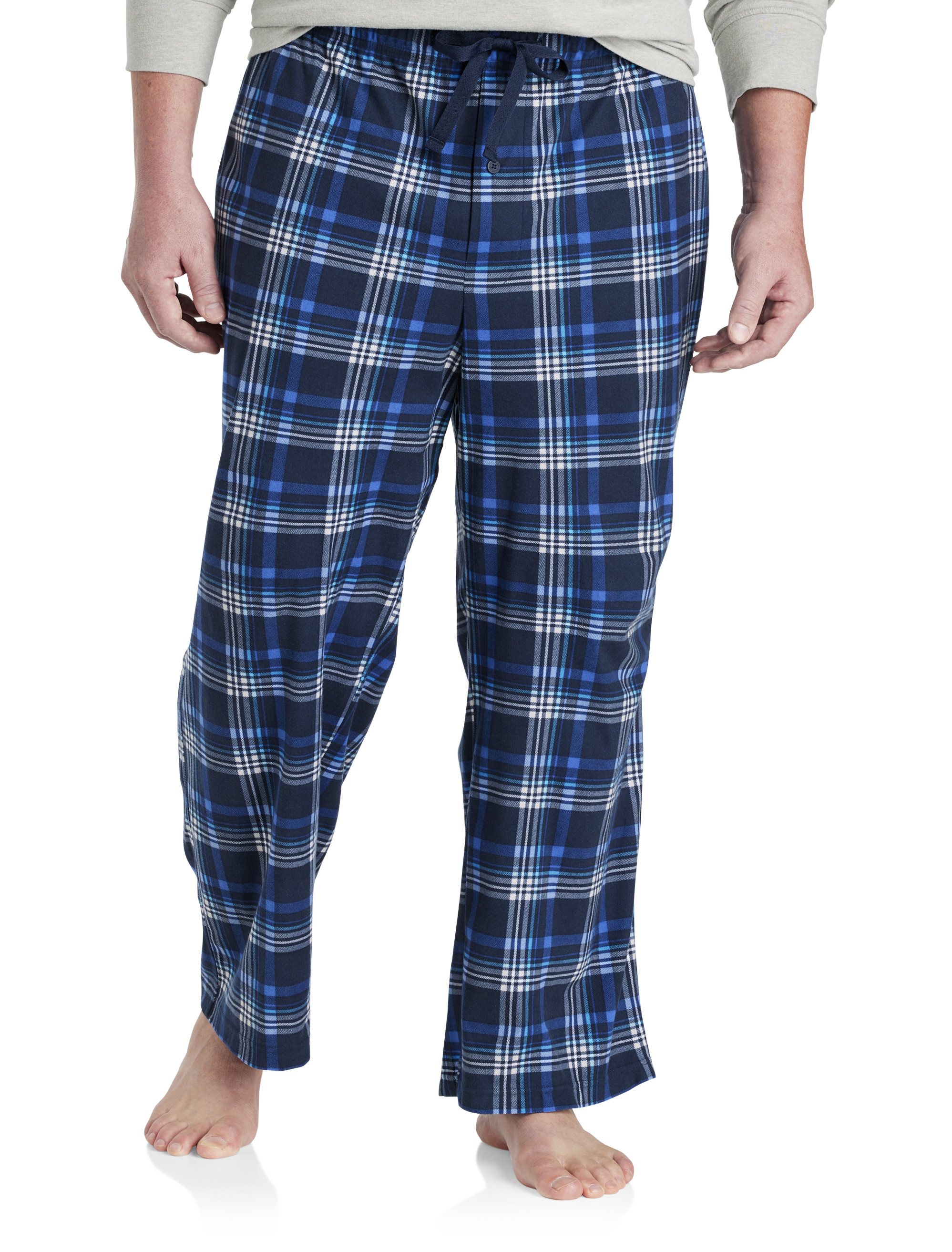 Open-Bottom Flannel Women's Tall Pajama Pants in Apple Red and Navy Plaid