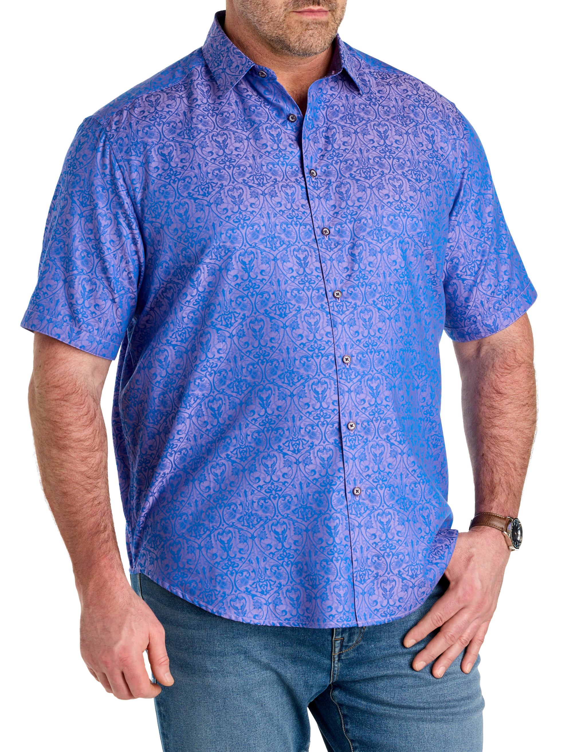 Chemise Habillée Robert Graham Pour Garçon – Taille S (8) – Violet à Carreaux Géométriques