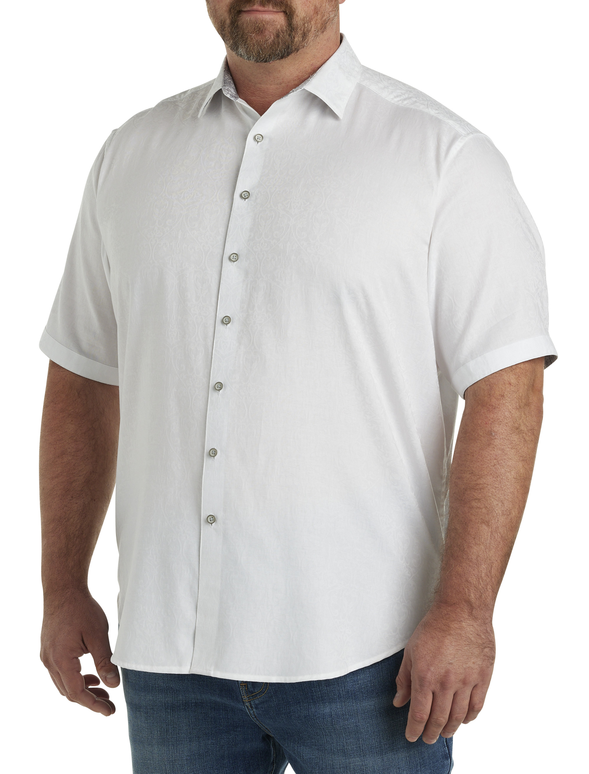 dxl white dress shirt Haggar Big + Tall Wrinkle-Resistant Dot Pattern Dress Shirt in White  Size 20, Sleeve 35/36