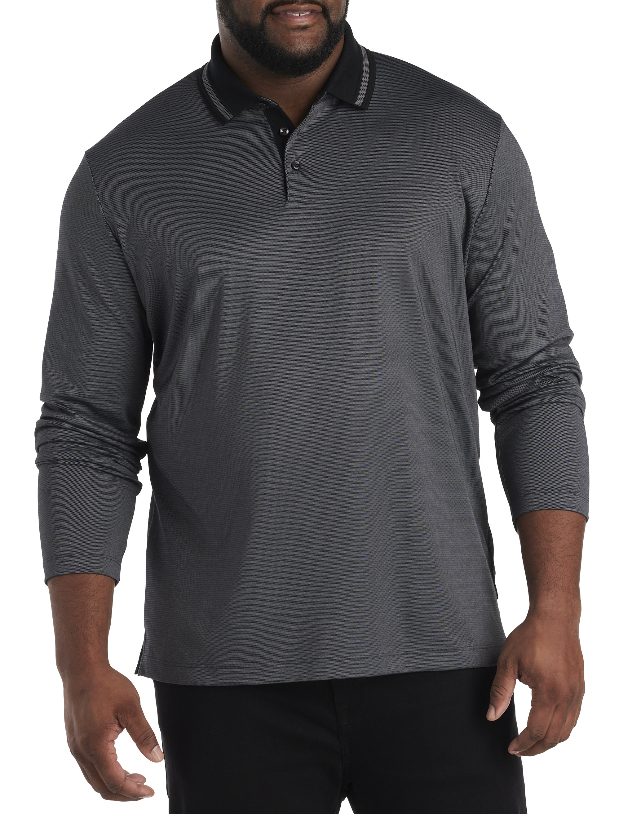 Big + Tall | Boss Pleins Long-Sleeve Polo Shirt | DXL