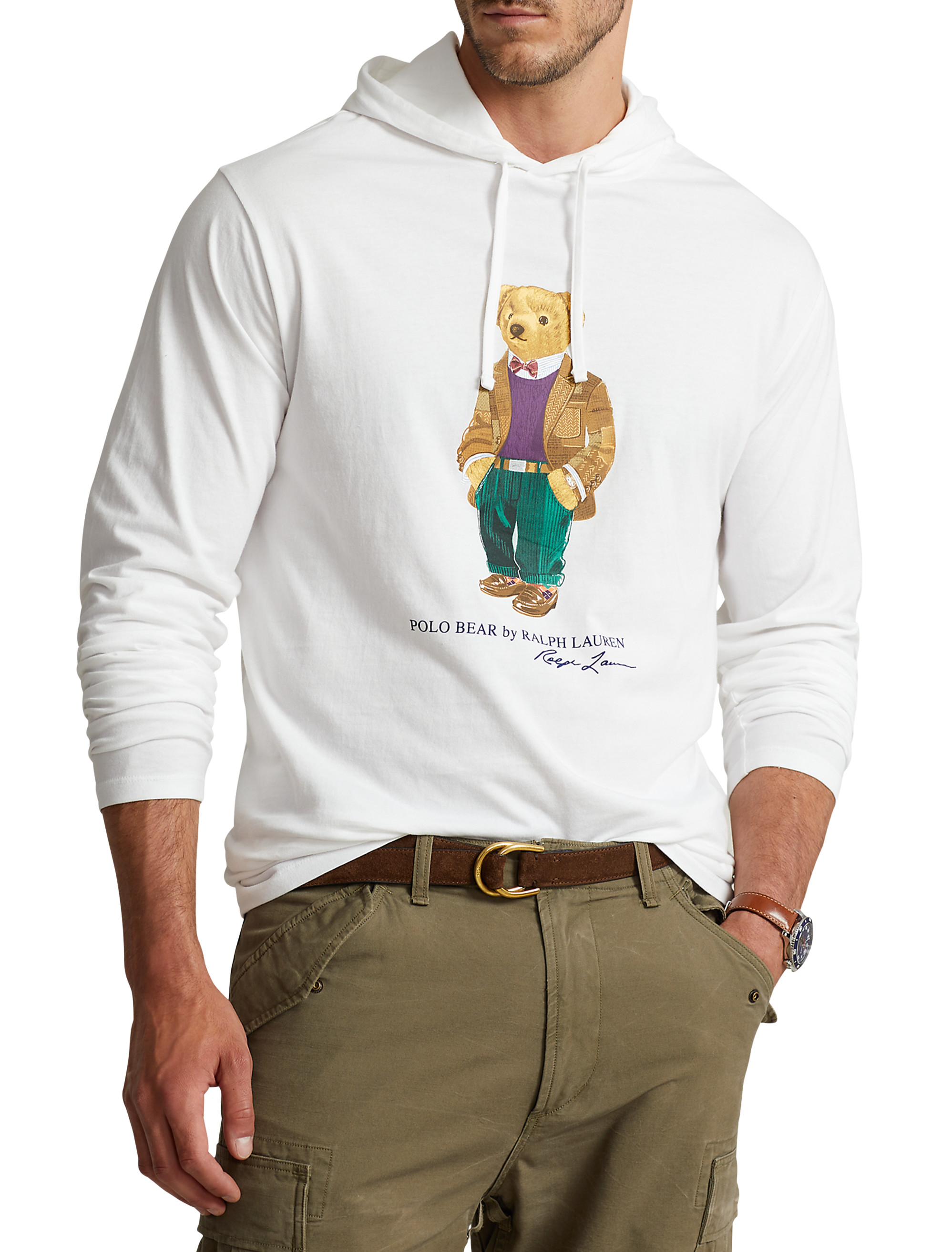 Polo bear long sleeve hooded t shirt deals