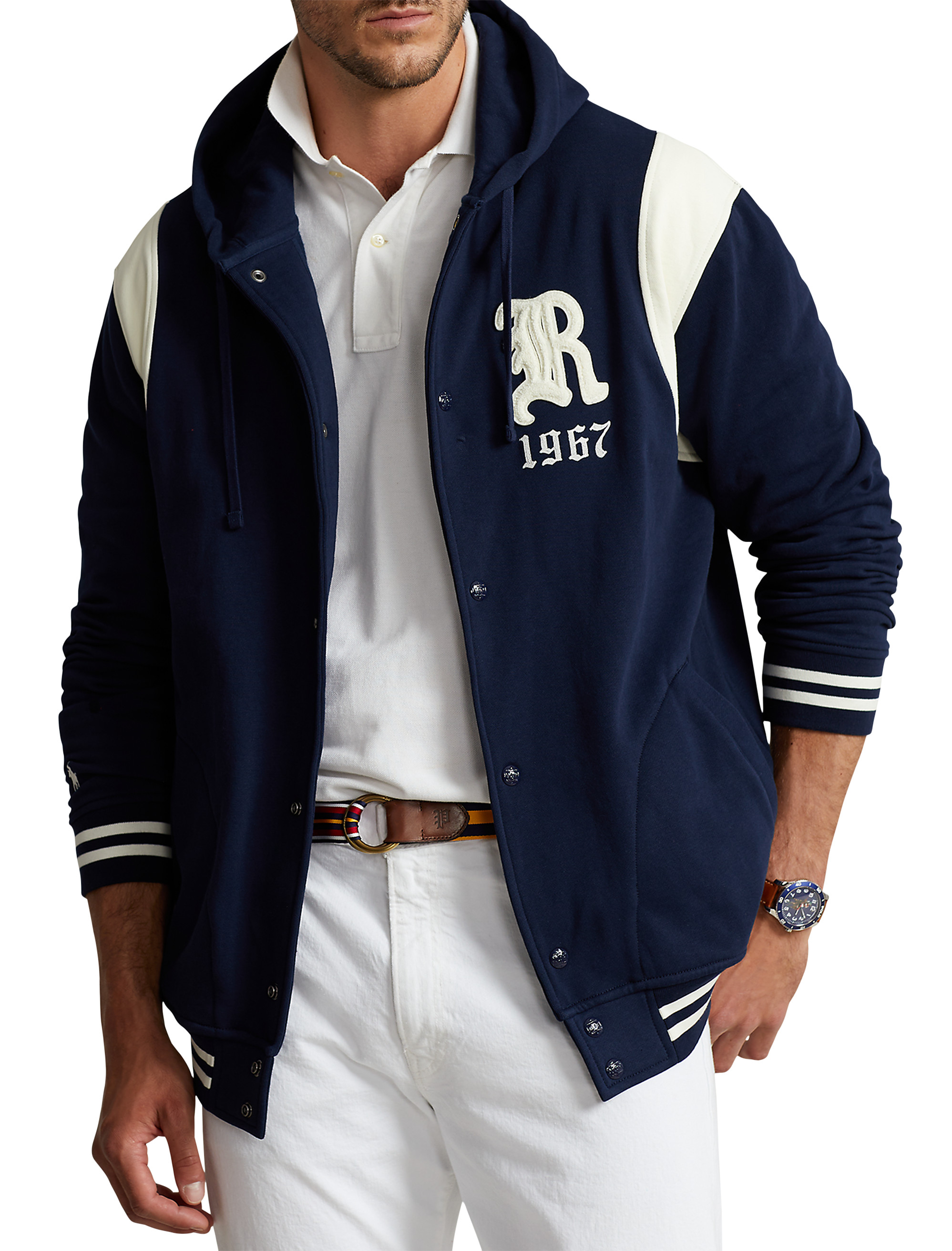 Big + Tall | Polo Ralph Lauren Hooded Colorblock Baseball Jacket | DXL