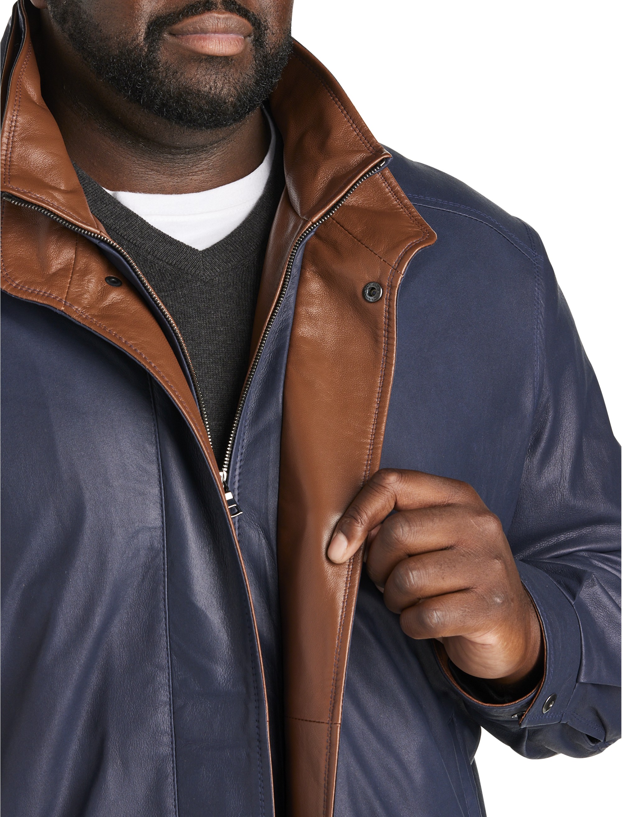 Double-Collar Leather Jacket - thumbnail 6