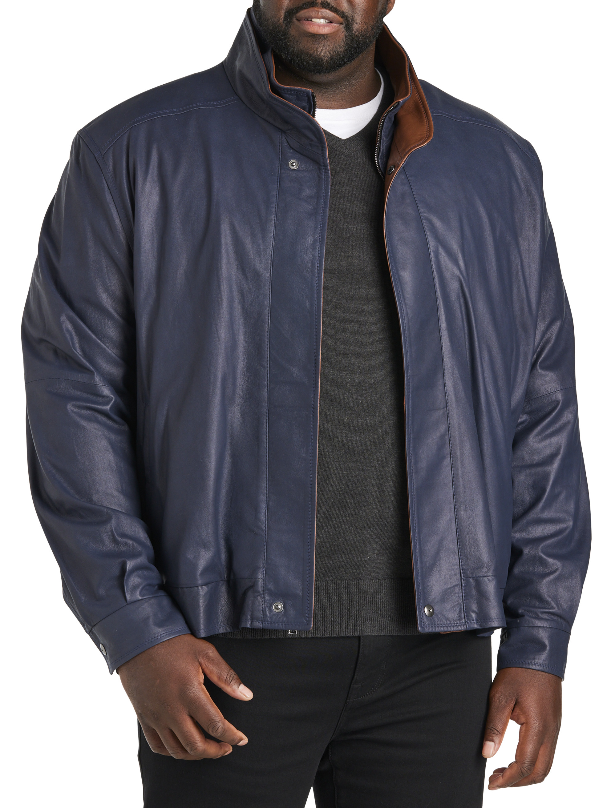 New Big & Tall Rocker Island Leather Jacket