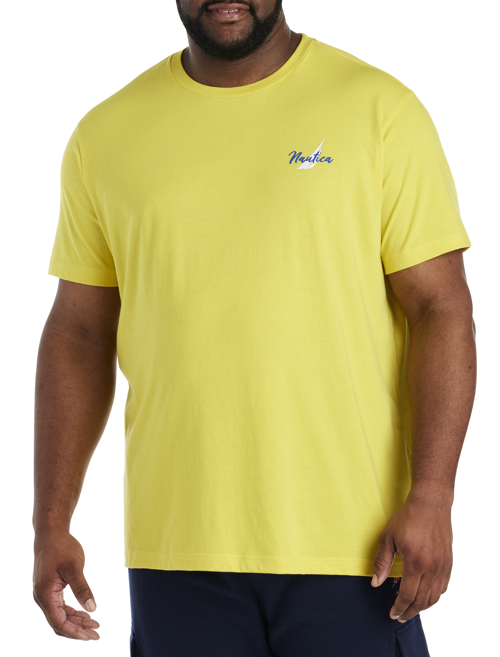 Nautica T-Shirt Men's Size Large Yellow Short Sleeve Crewneck Logo Graphic  Print