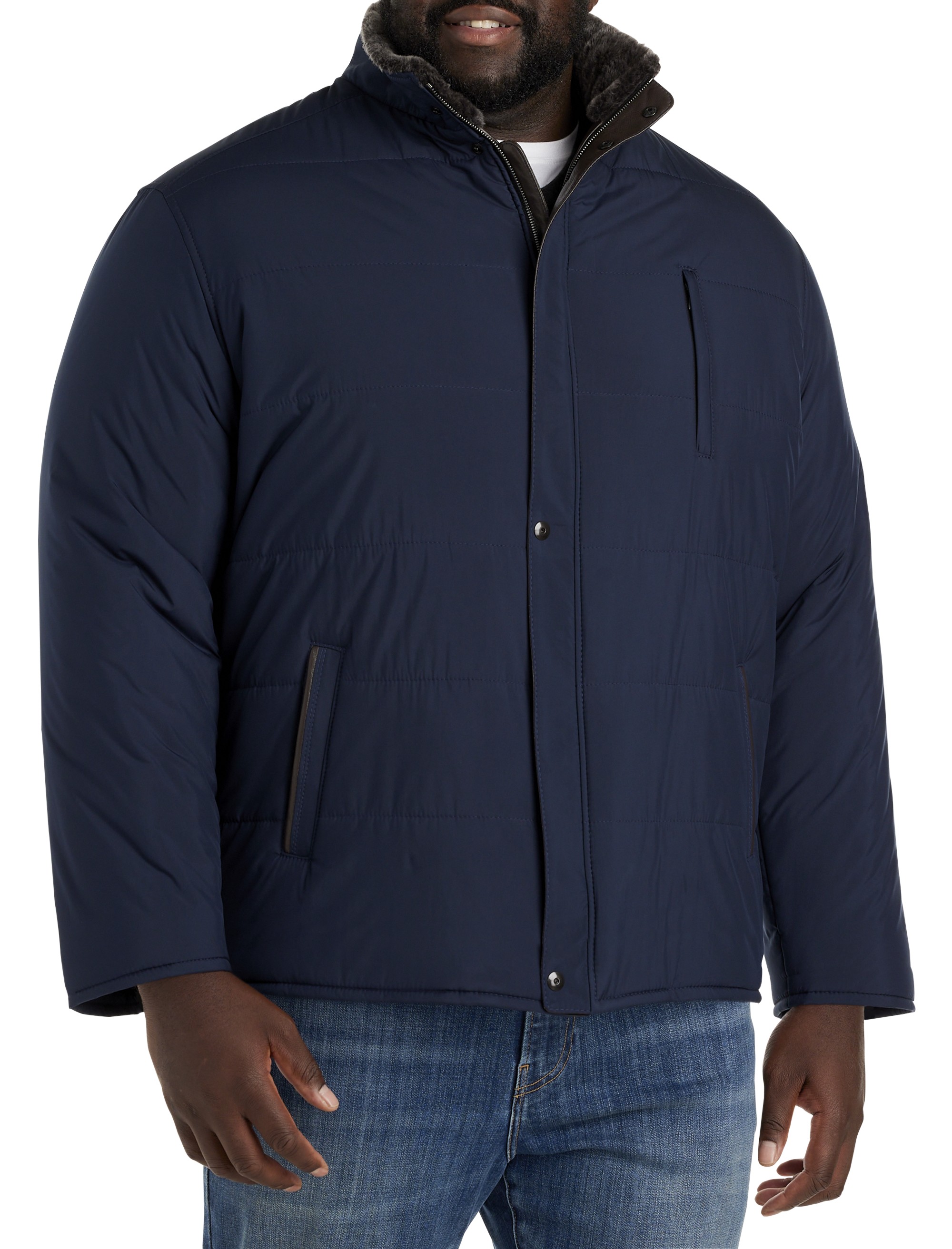 Quilted Puffer Jacket with Leather Trim - thumbnail 2