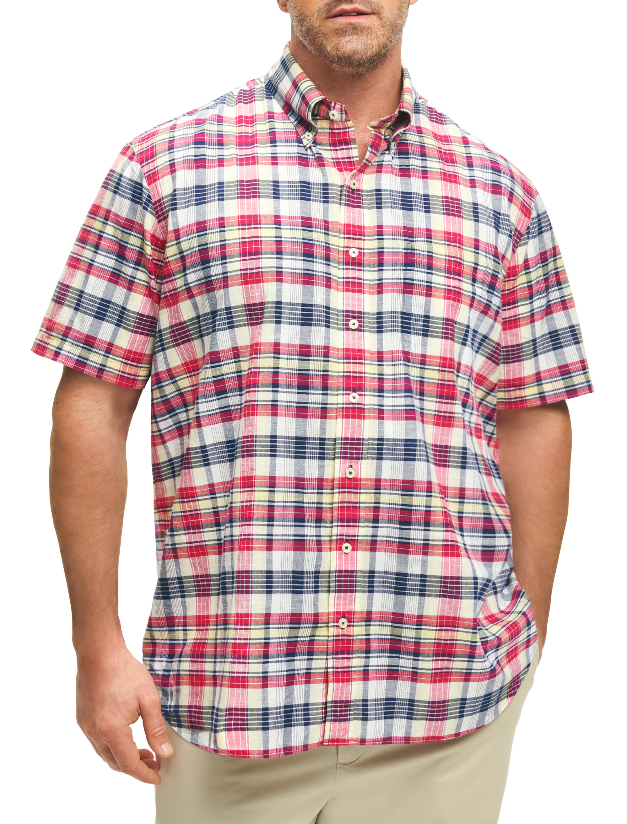 Big + Tall | Brooks Brothers Non-Iron Madras Plaid Sport Shirt | DXL