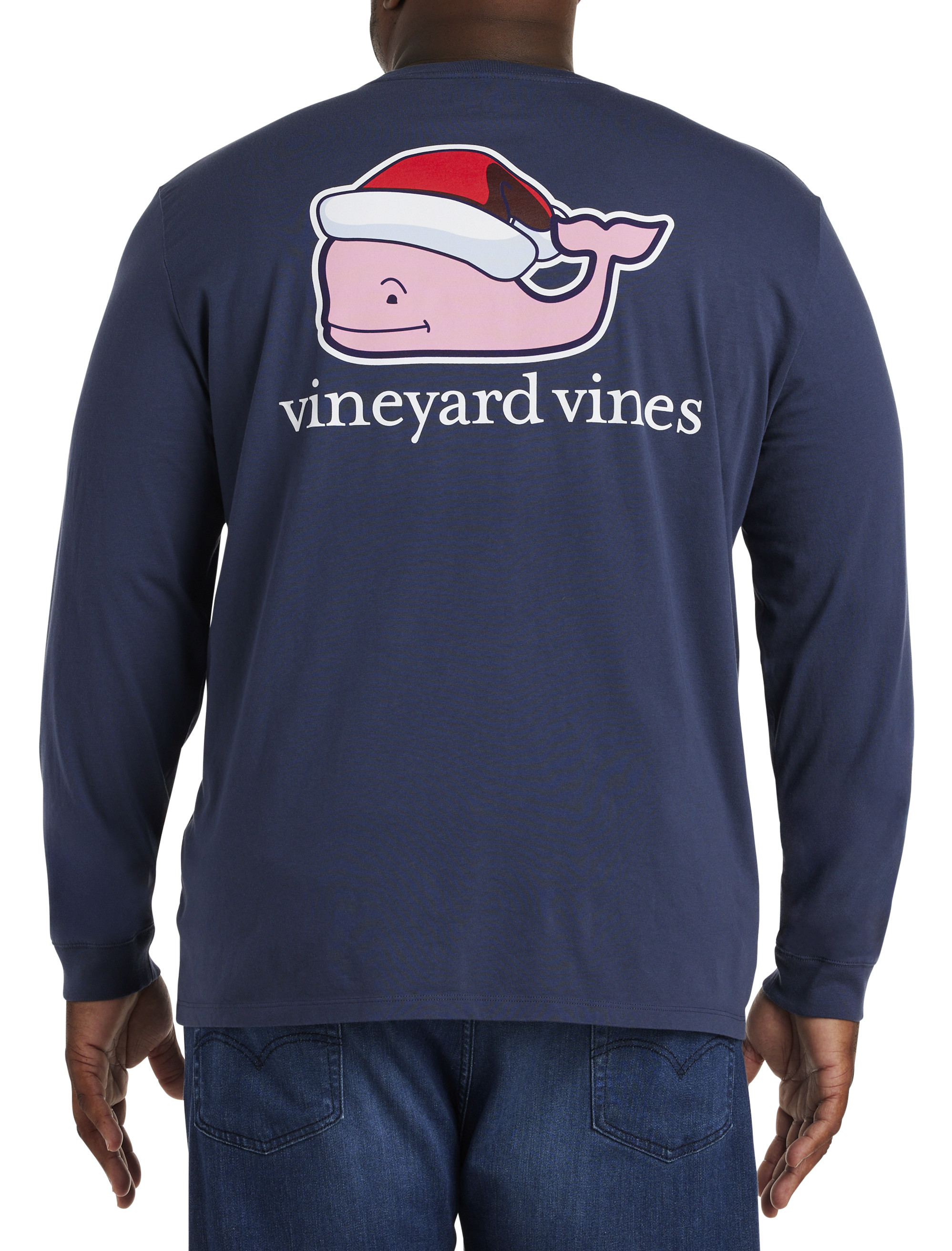 Santa Whale Long-Sleeve Pocket T-Shirt