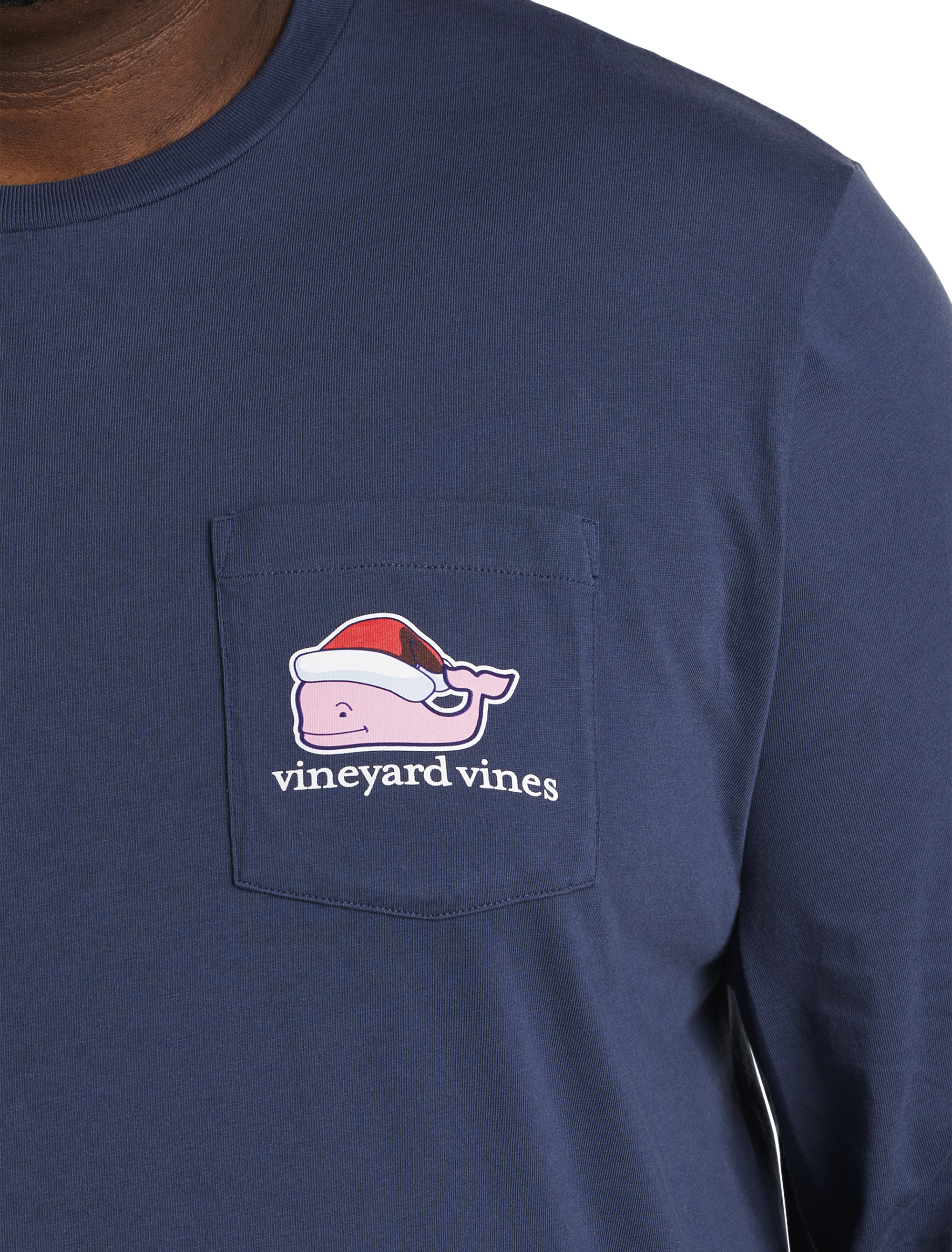 Big + Tall | Vineyard Vines Santa Whale Long-Sleeve Pocket T-Shirt