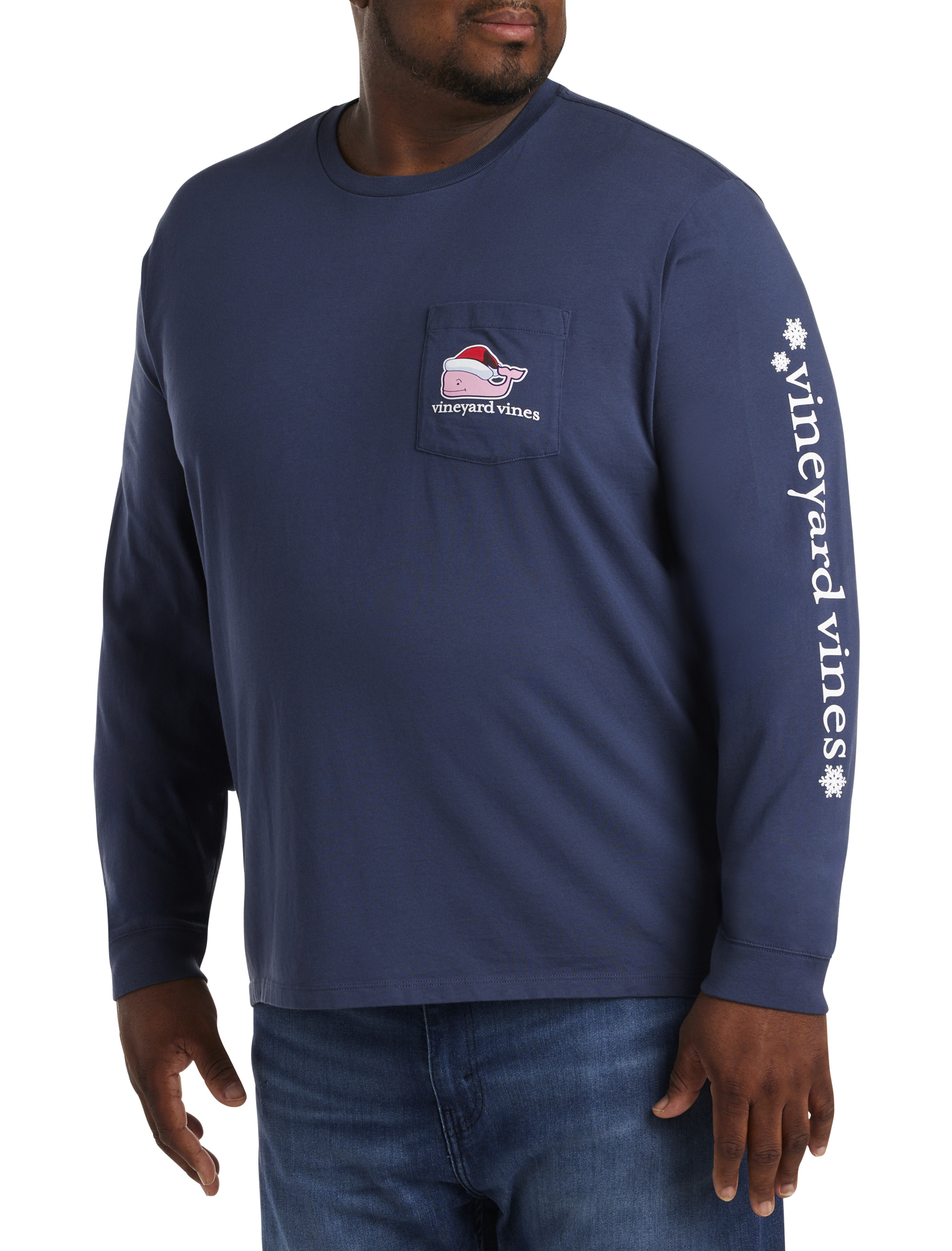 Big + Tall | Vineyard Vines Santa Whale Long-Sleeve Pocket T-Shirt