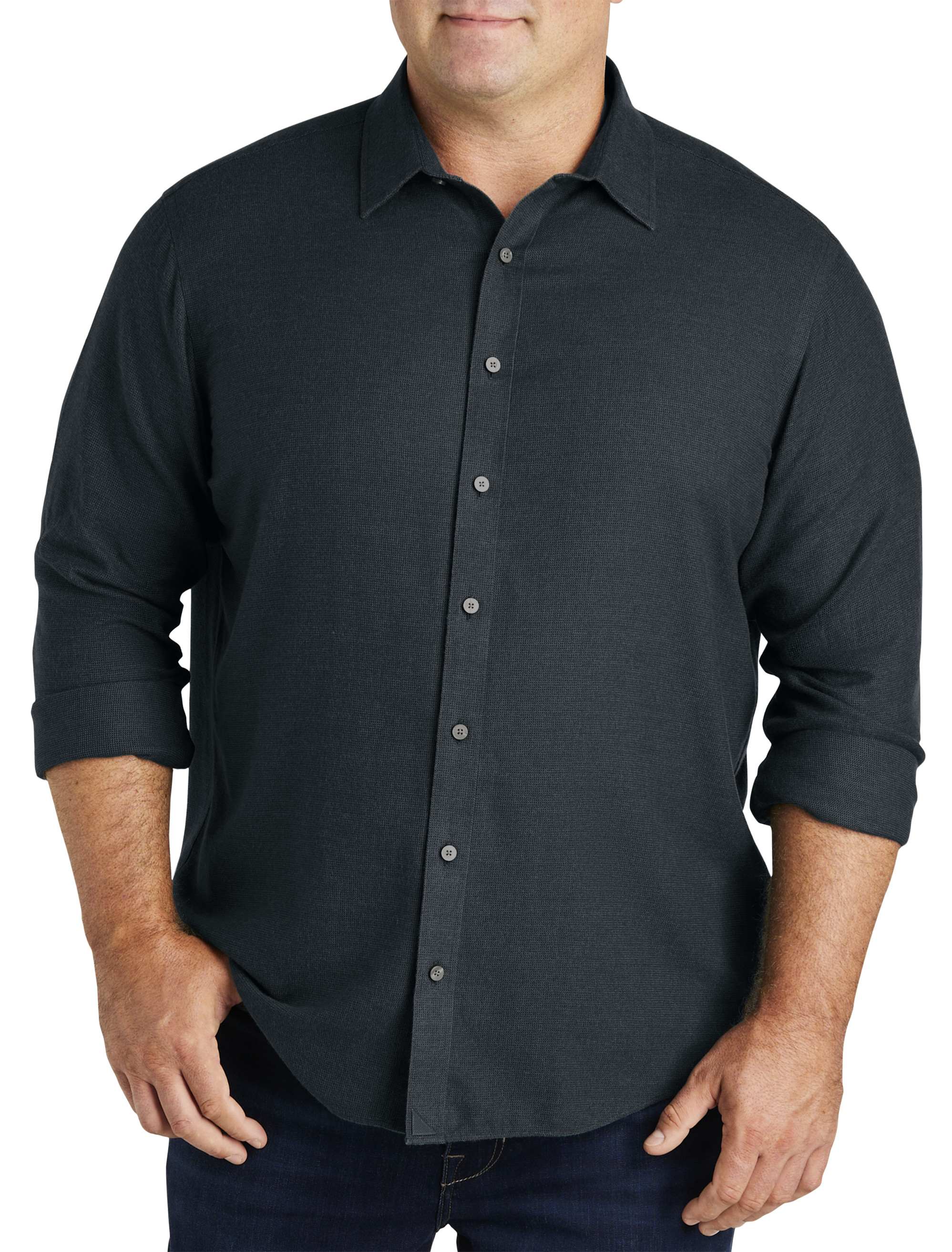 Mens Dress Shirts Long Sleeve Regular Fit Button Down Shirt, 4XL, Black
